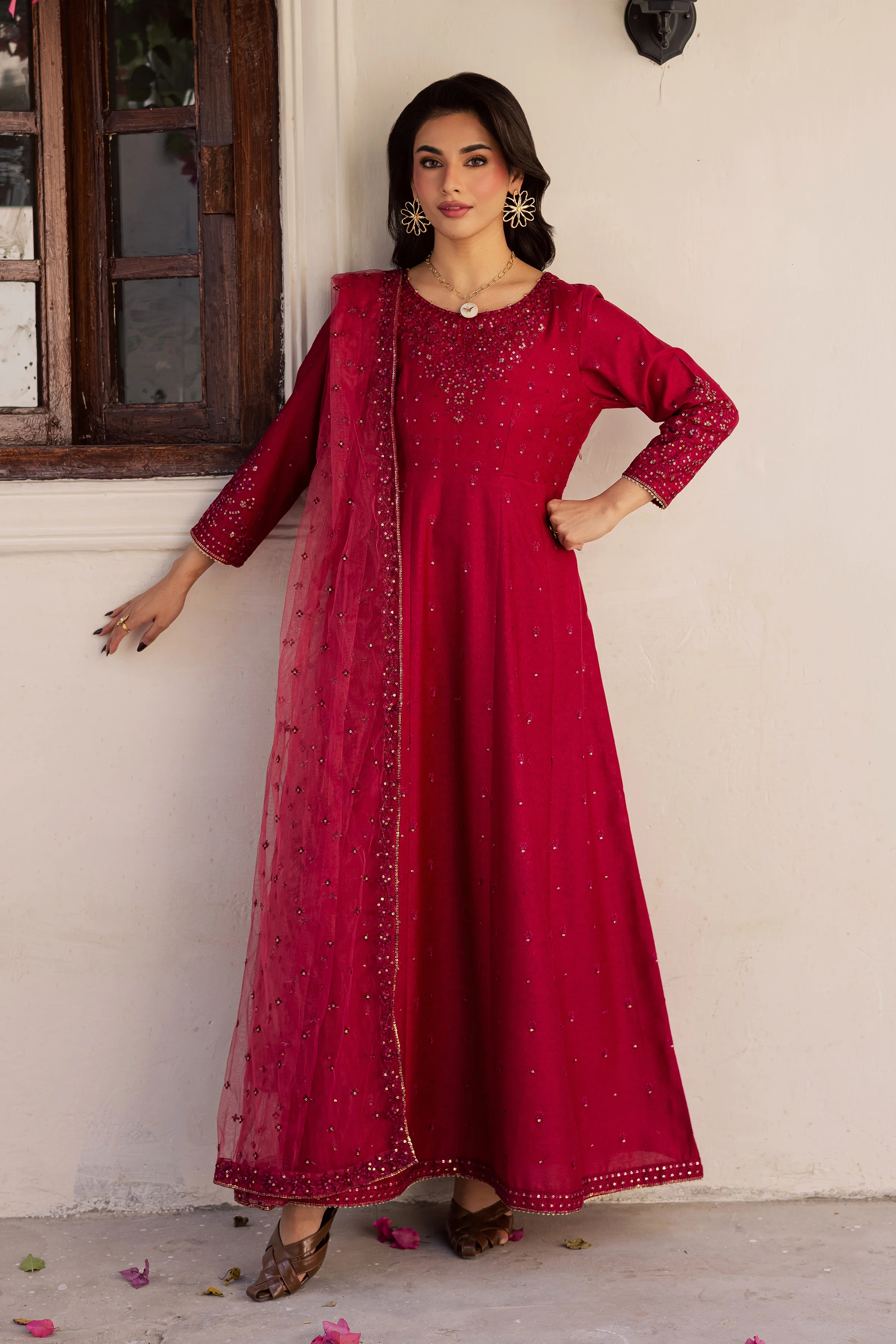 Rushan 3Pc - Embroidered Karandi Dress - Image 7