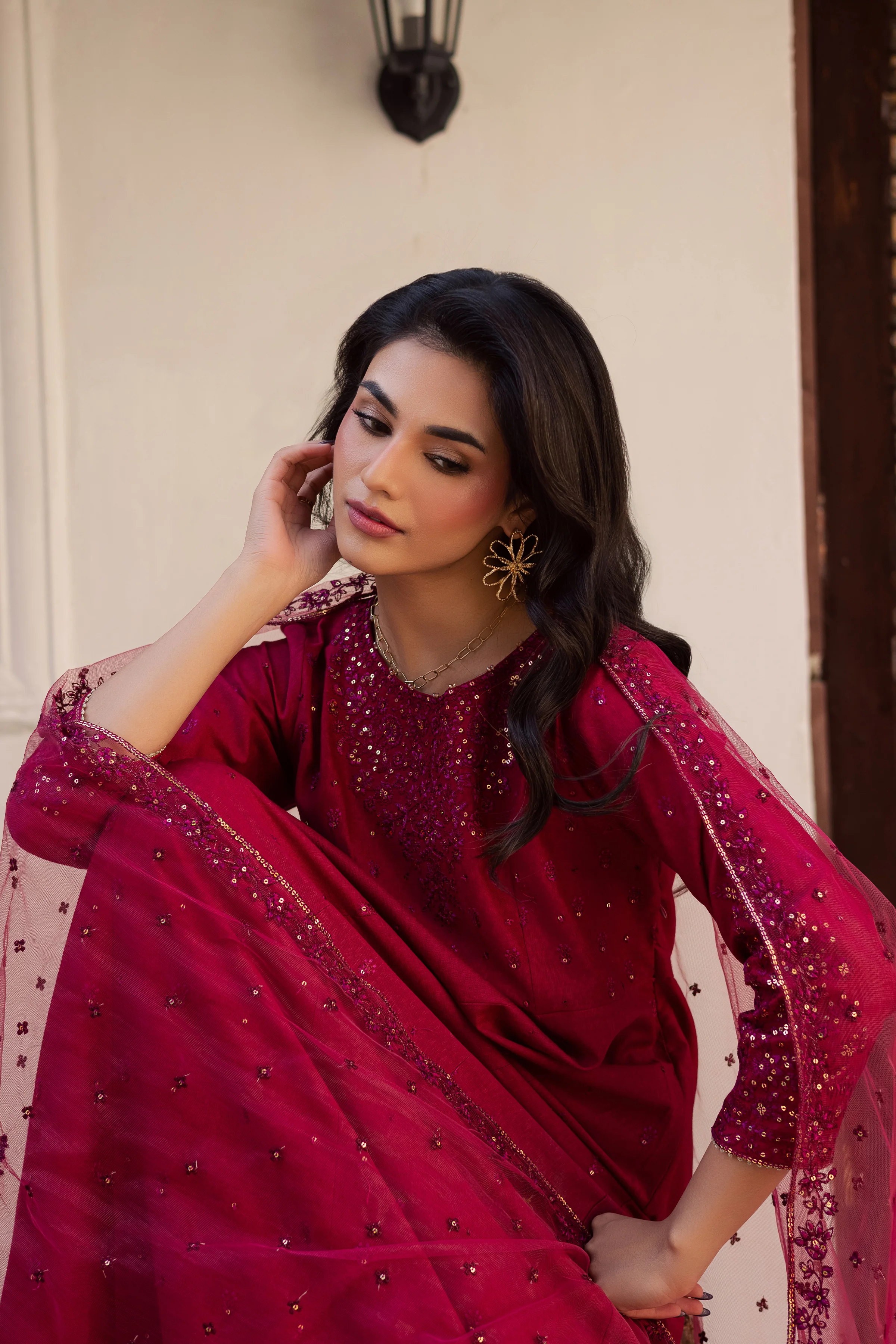 Rushan 3Pc - Embroidered Karandi Dress - Image 8