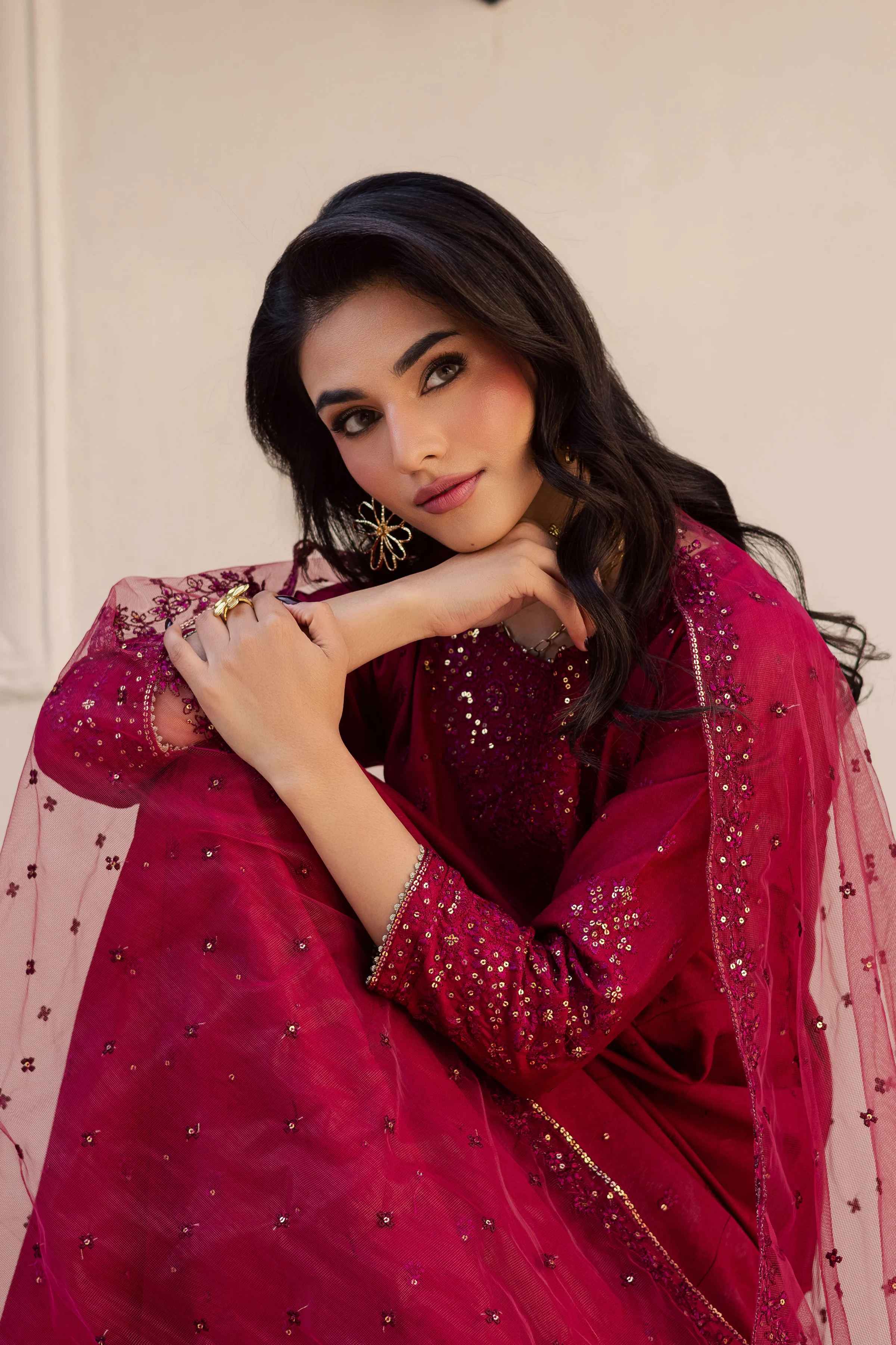 Rushan 3Pc - Embroidered Karandi Dress - Image 9