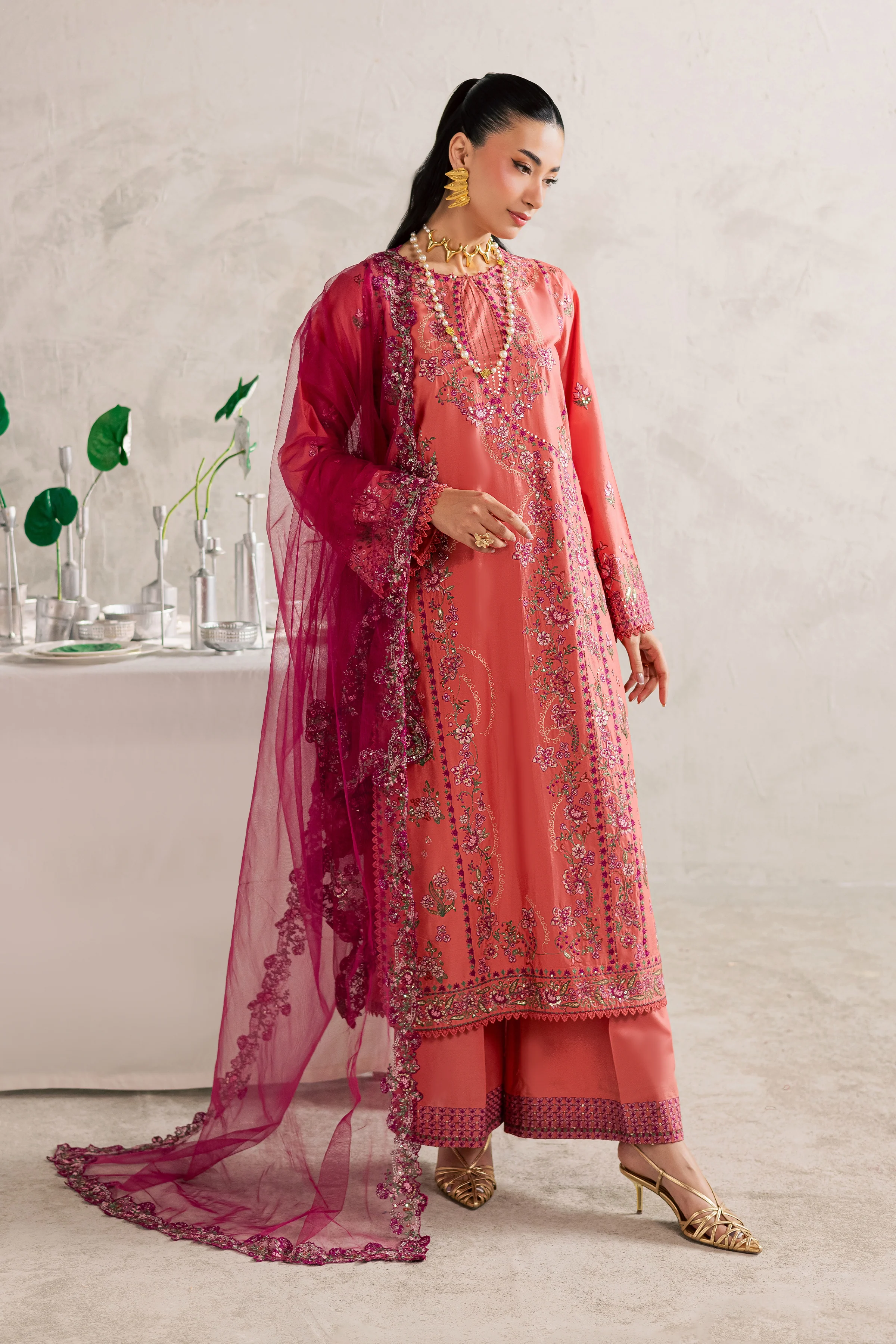 Rust Nazneen 3Pc - Festive Embroidered Lawn - Image 5