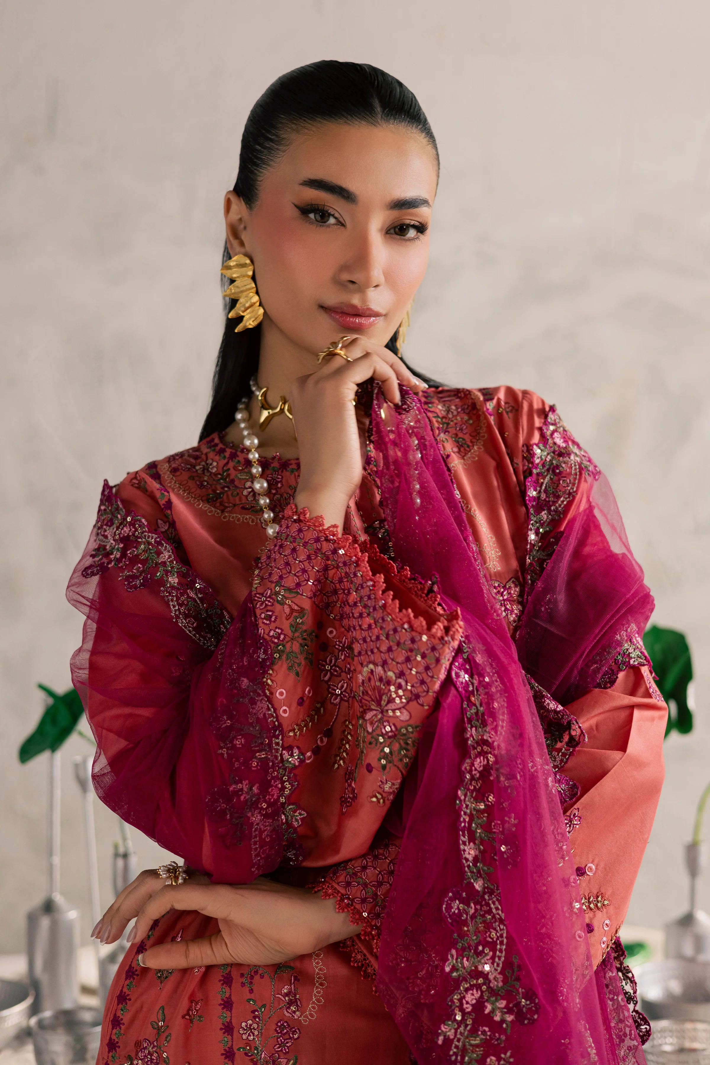 Rust Nazneen 3Pc - Festive Embroidered Lawn - Image 6