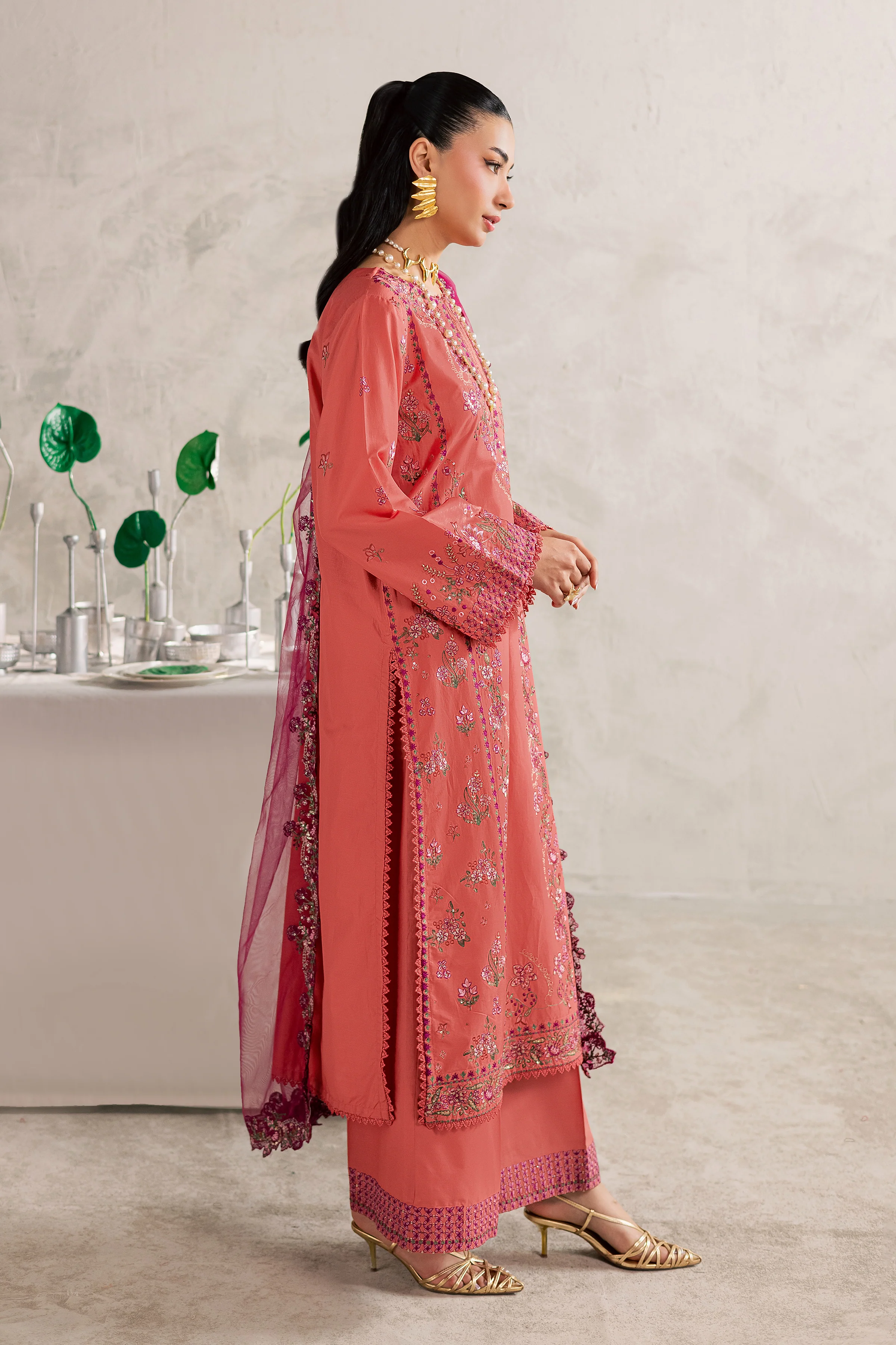 Rust Nazneen 3Pc - Festive Embroidered Lawn - Image 7