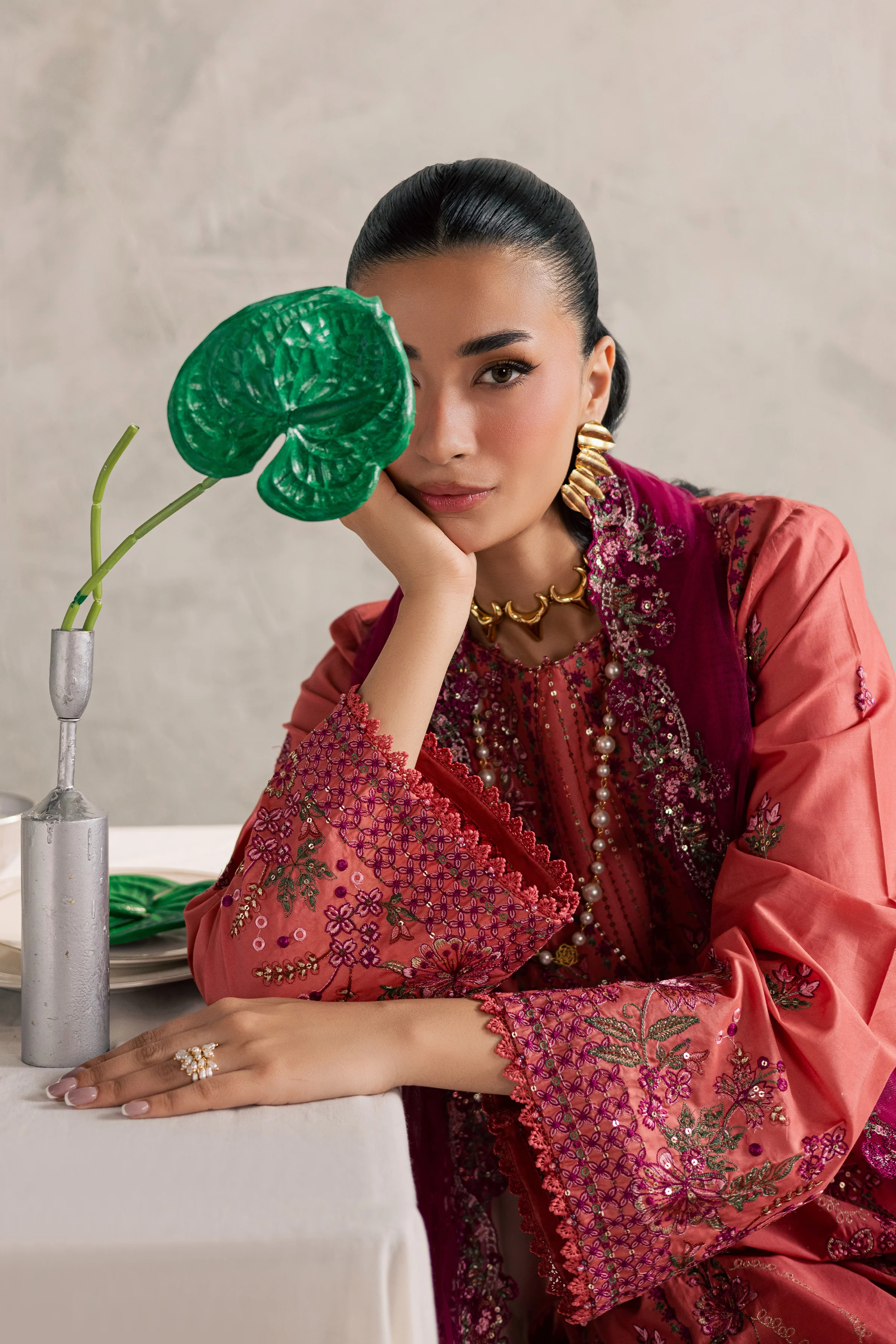 Rust Nazneen 3Pc - Festive Embroidered Lawn - Image 8