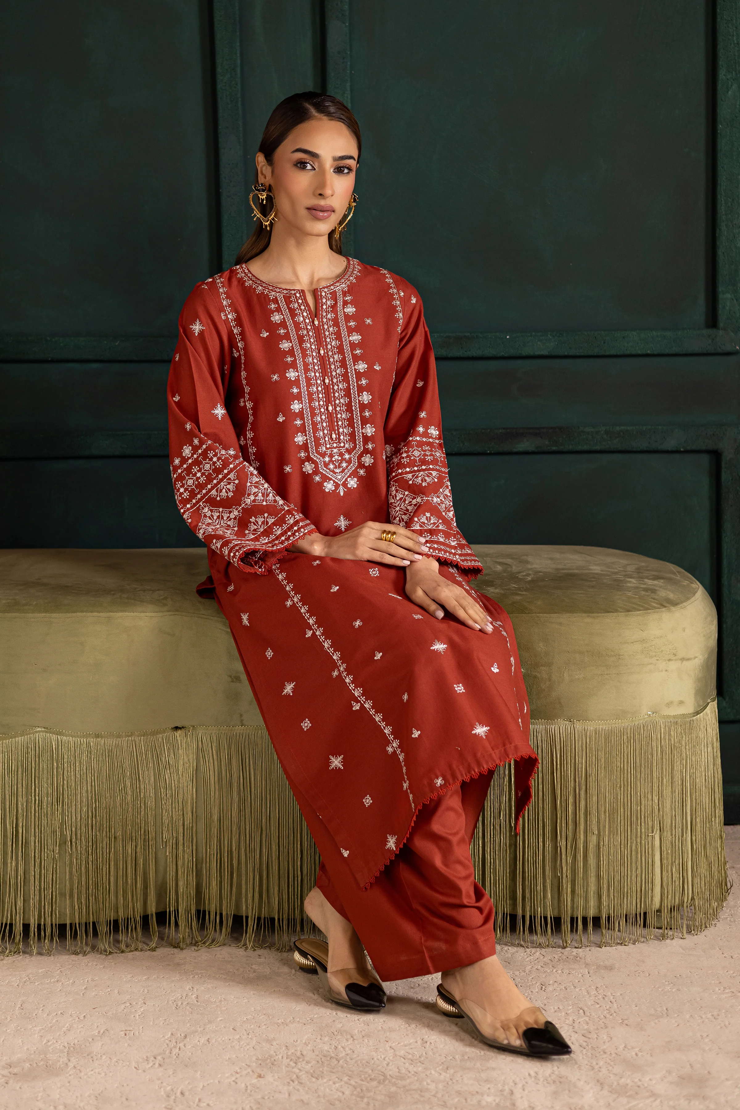 Rusty Dusty 2Pc - Embroidered Khaddar Dress - Image 6