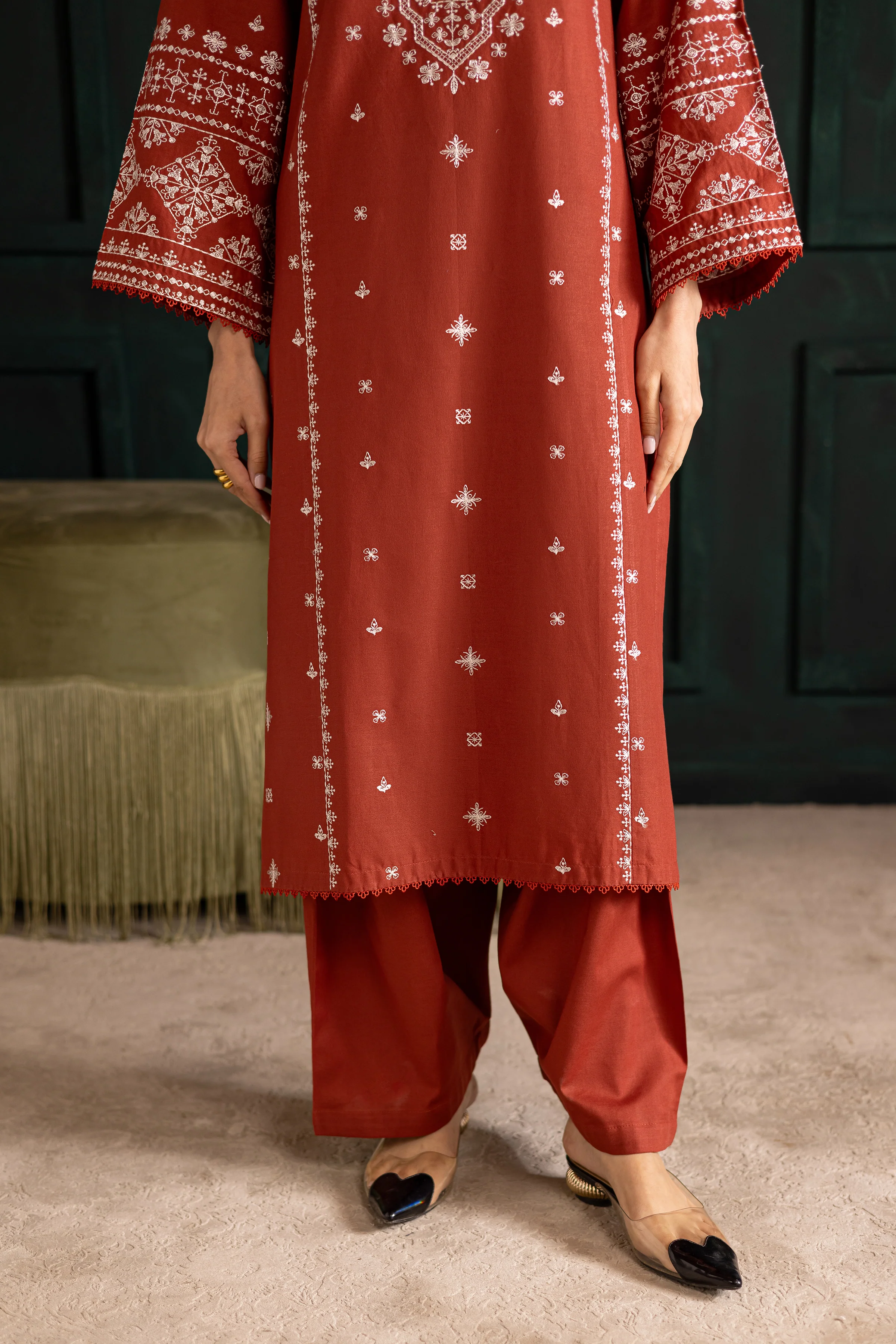 Rusty Dusty 2Pc - Embroidered Khaddar Dress - Image 8