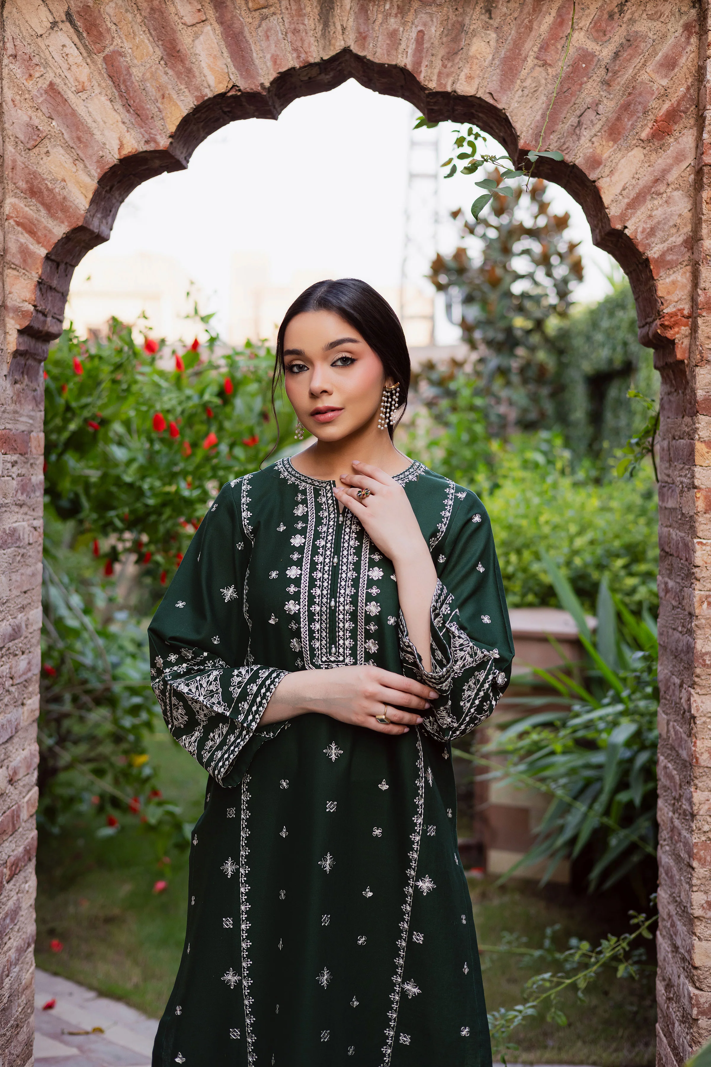 Rusty Green 2Pc - Embroidered Khaddar Dress - Image 2