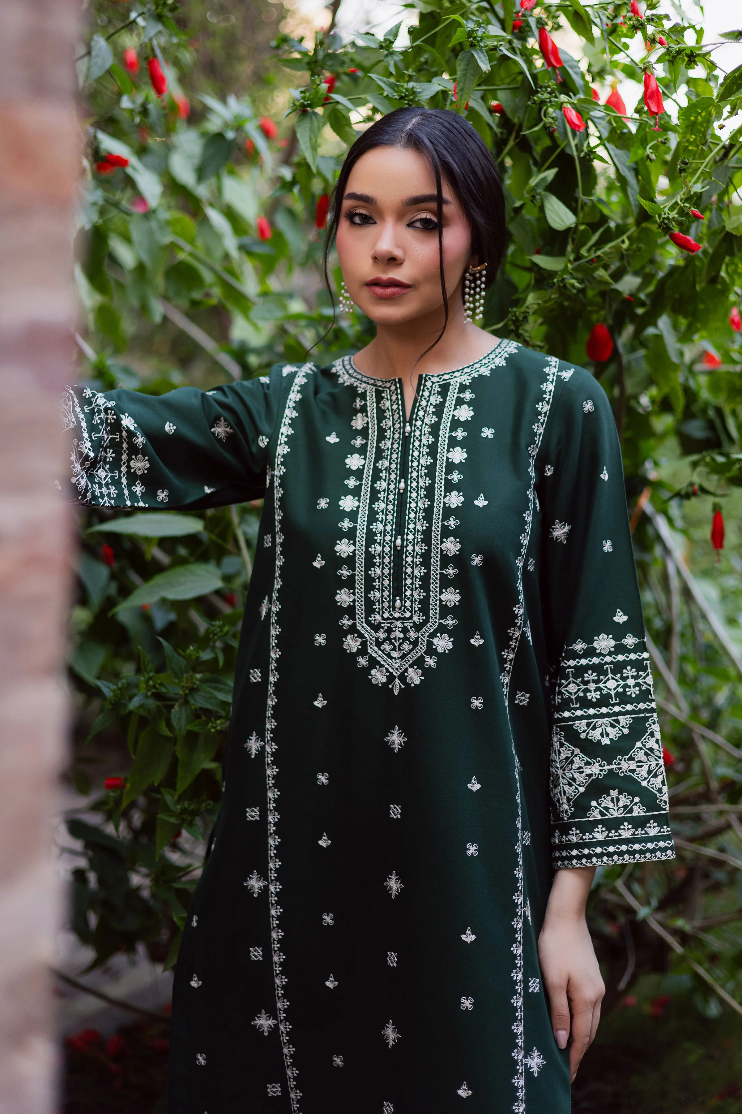 Rusty Green 2Pc - Embroidered Khaddar Dress - Image 3