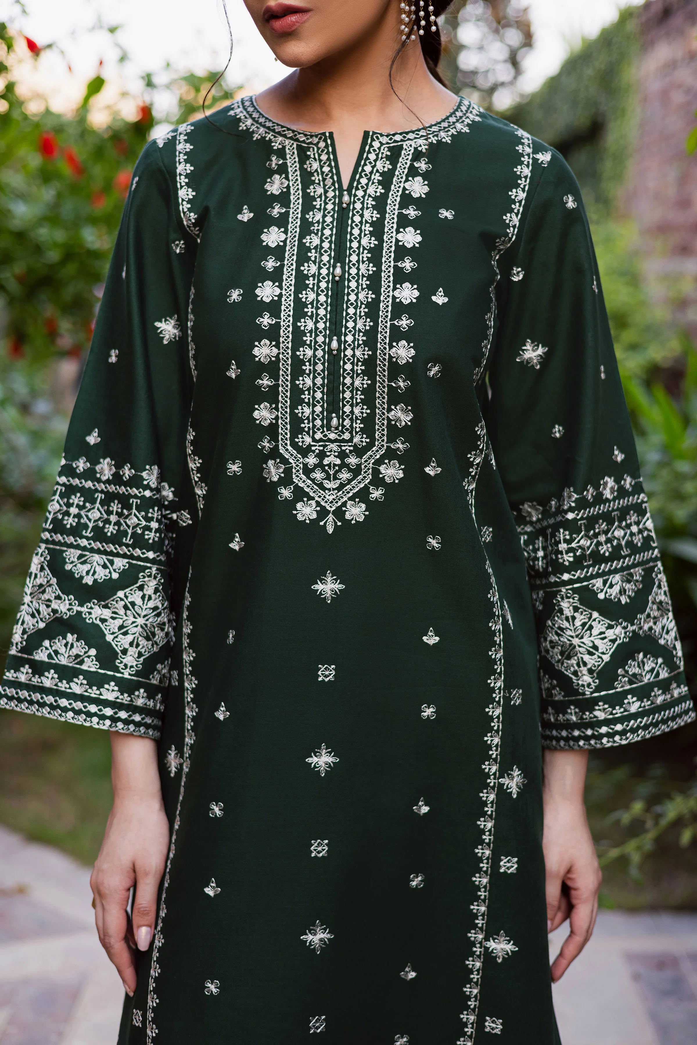Rusty Green 2Pc - Embroidered Khaddar Dress - Image 6