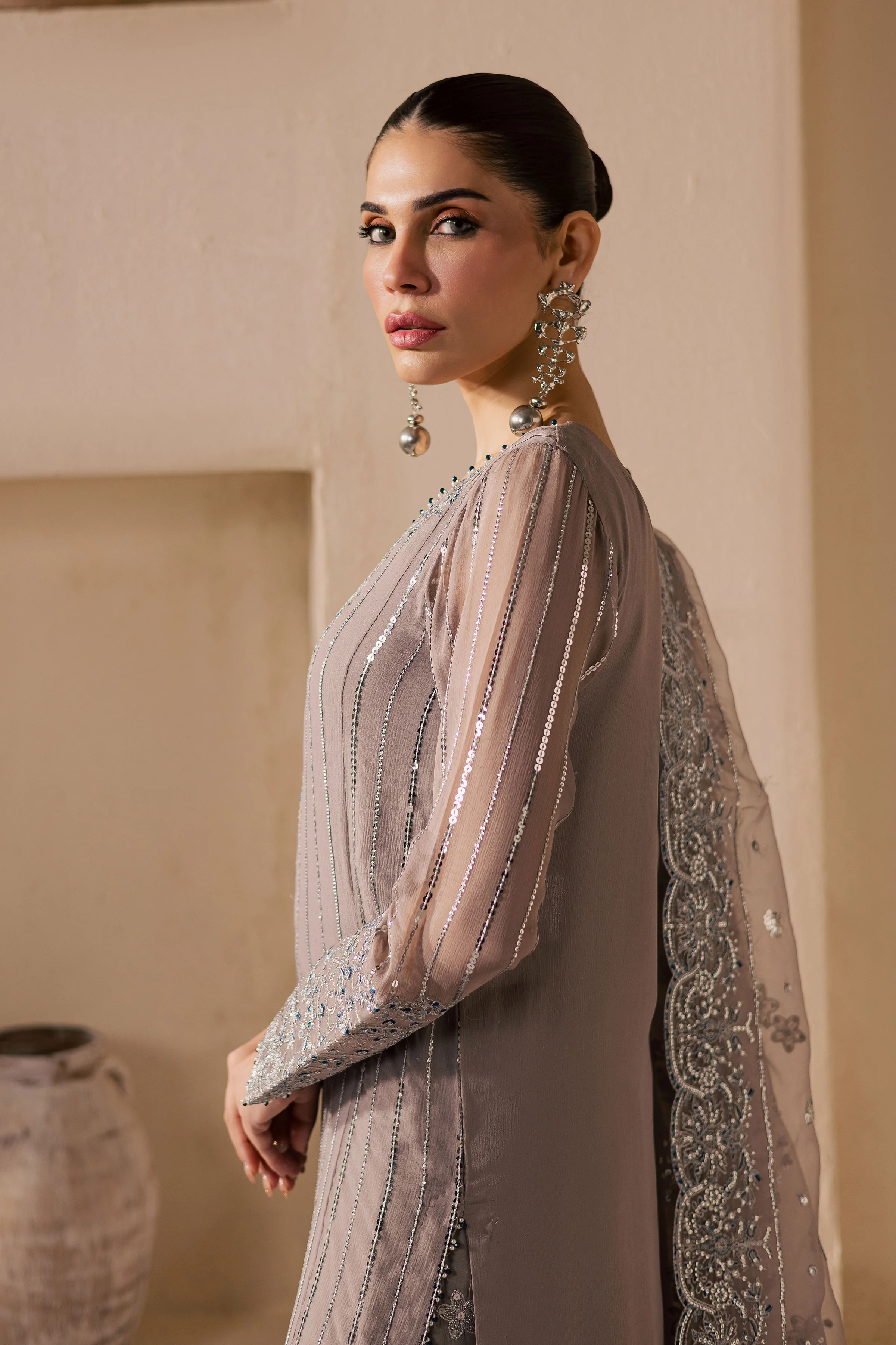 Saabiha 3Pc - Embroidered Luxe Pret - Image 4