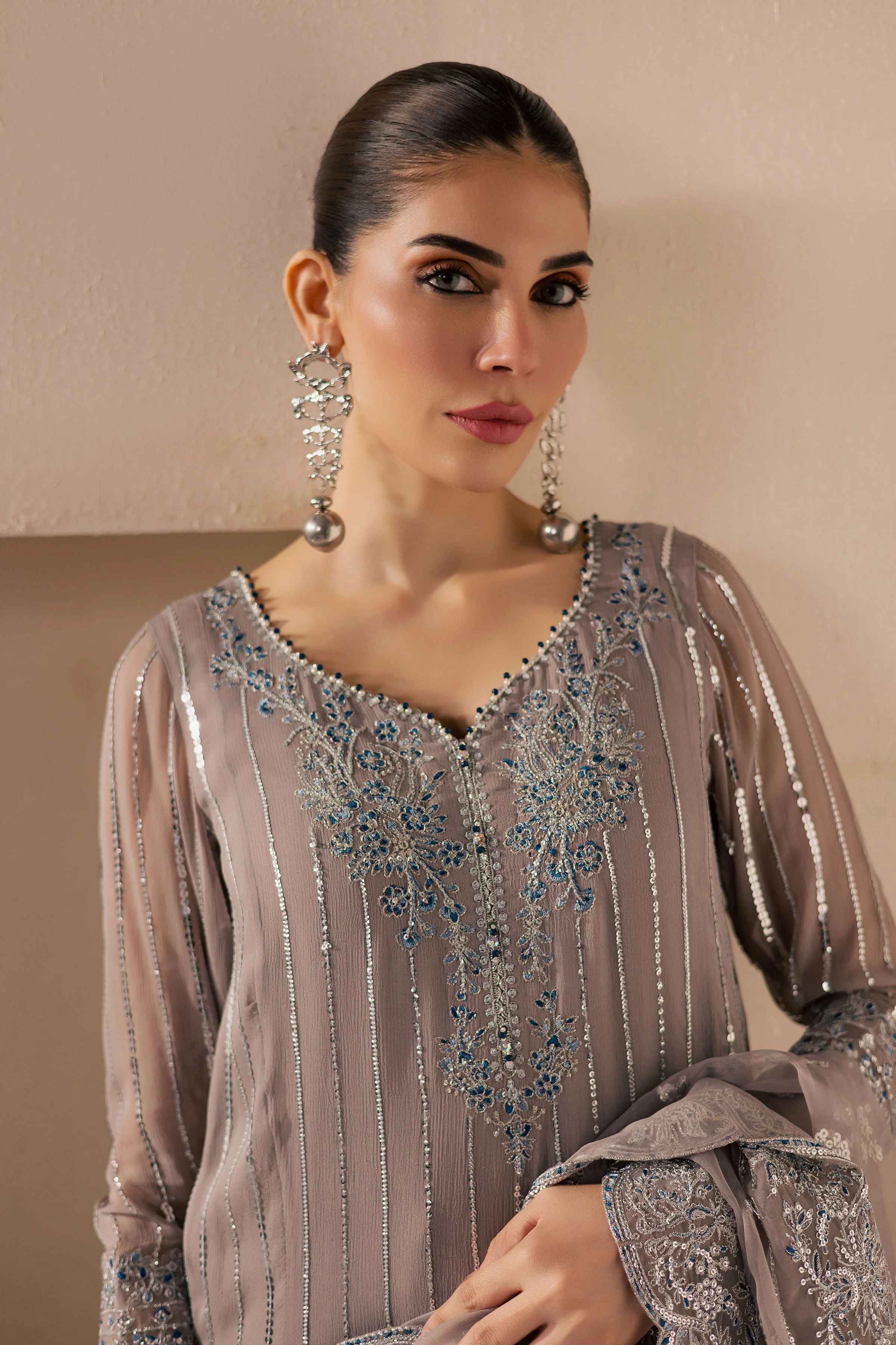 Saabiha 3Pc - Embroidered Luxe Pret - Image 6