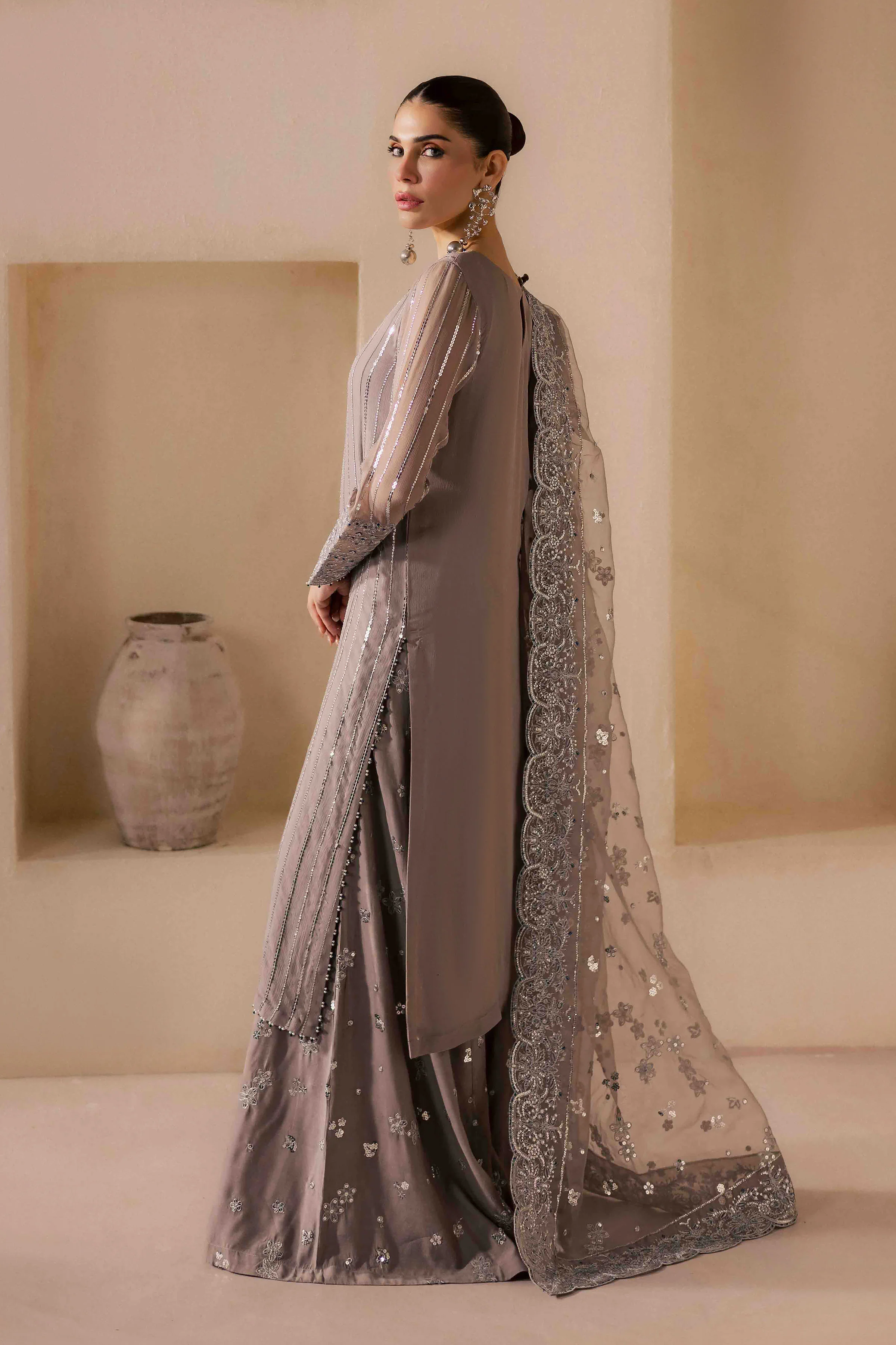 Saabiha 3Pc - Embroidered Luxe Pret - Image 7