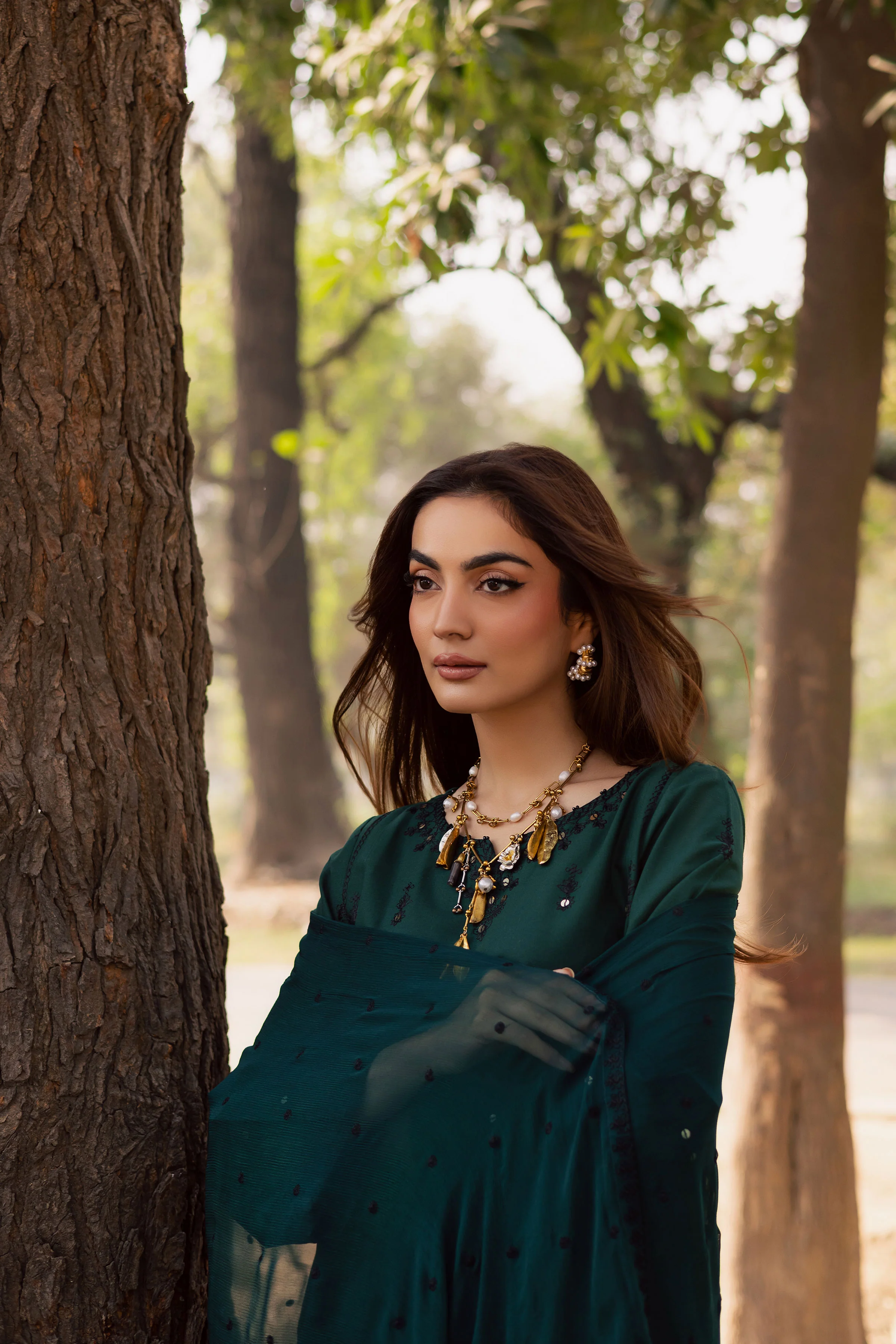 Sabz Meeraki 3Pc - Embroidered Khaddar Dress - Image 2