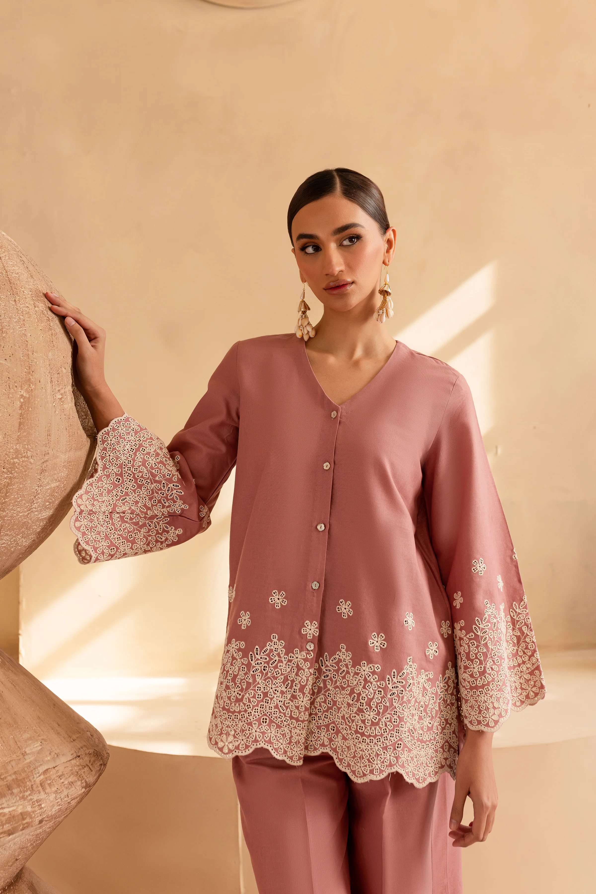 Sally 2Pc - Embroidered Khaddar Dress - Image 2