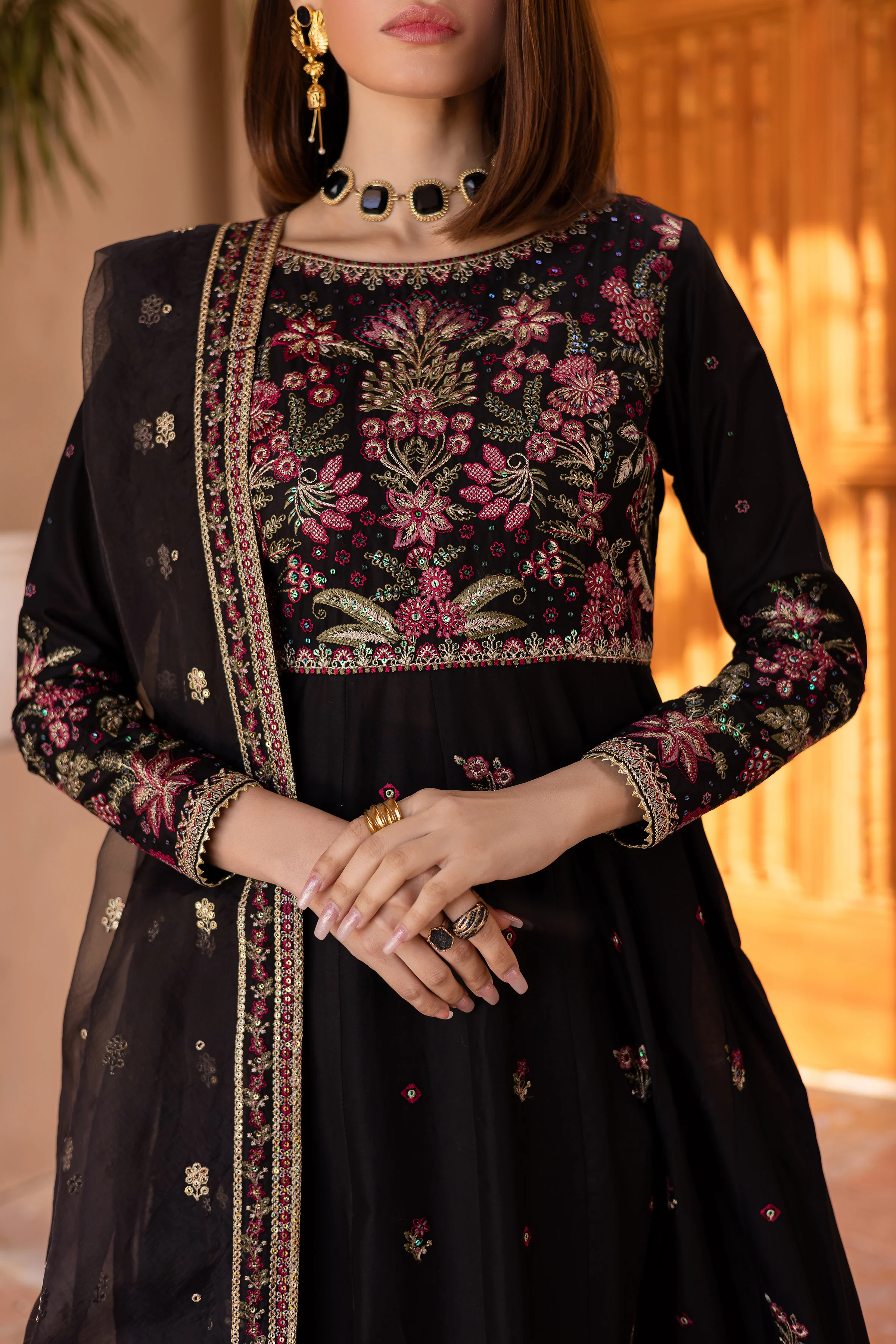 Sanaya 3Pc - Embroidered Luxe Pret - Image 6