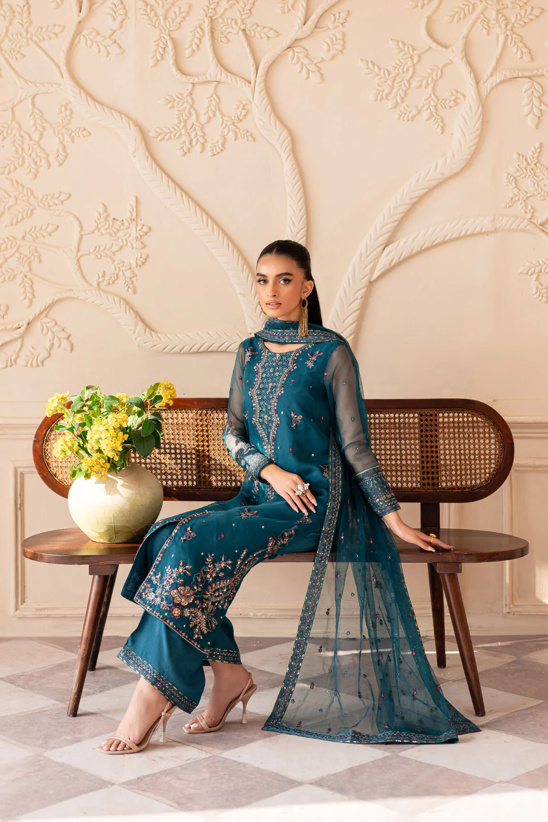Sanaz 3PC - Embroidered Luxe Pret - Image 4