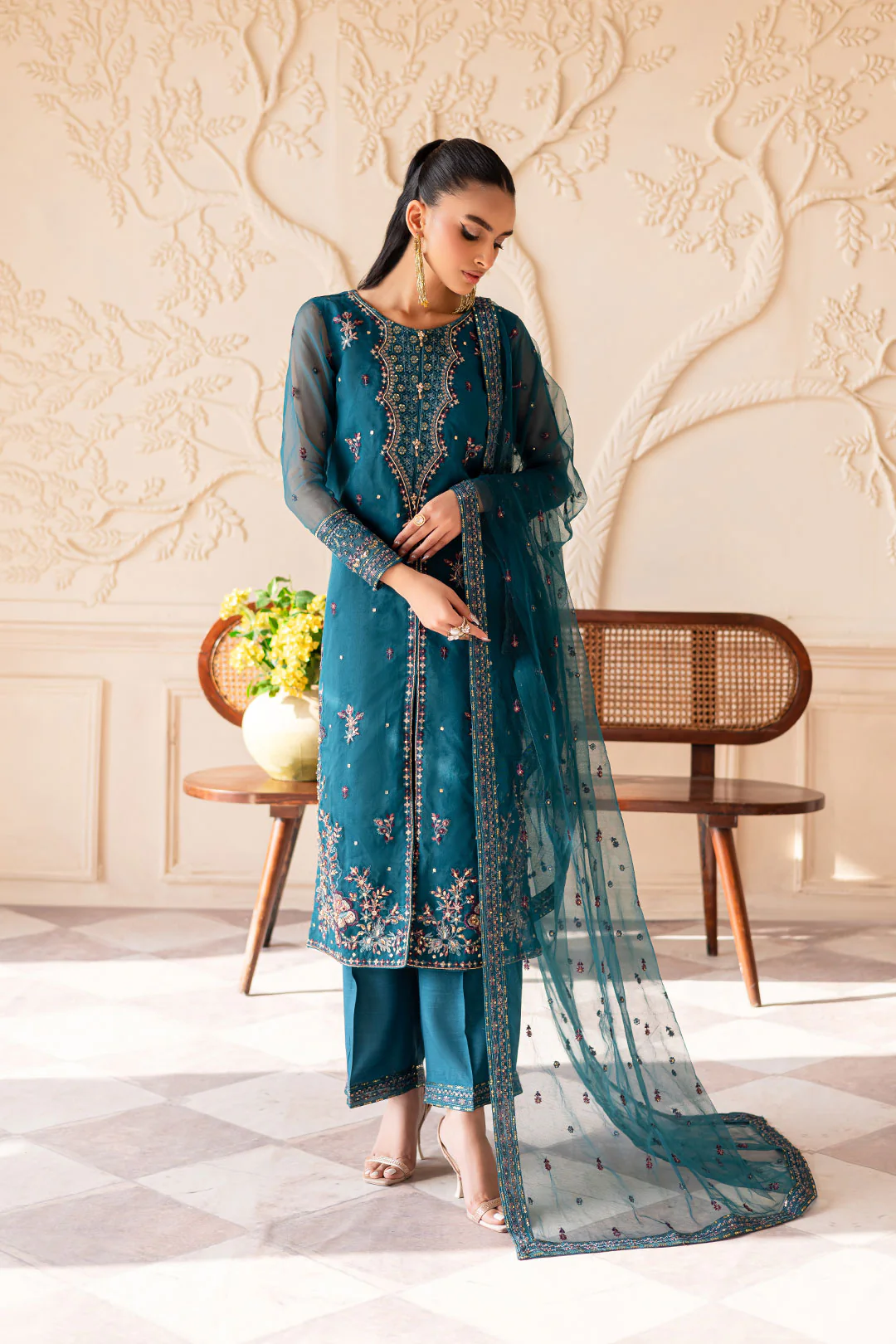 Sanaz 3PC - Embroidered Luxe Pret - Image 5