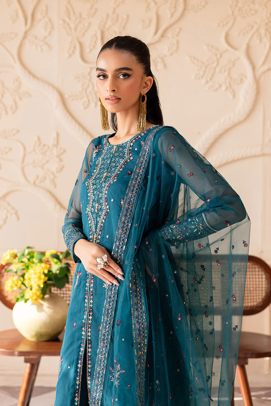 Sanaz 3PC - Embroidered Luxe Pret - Image 6