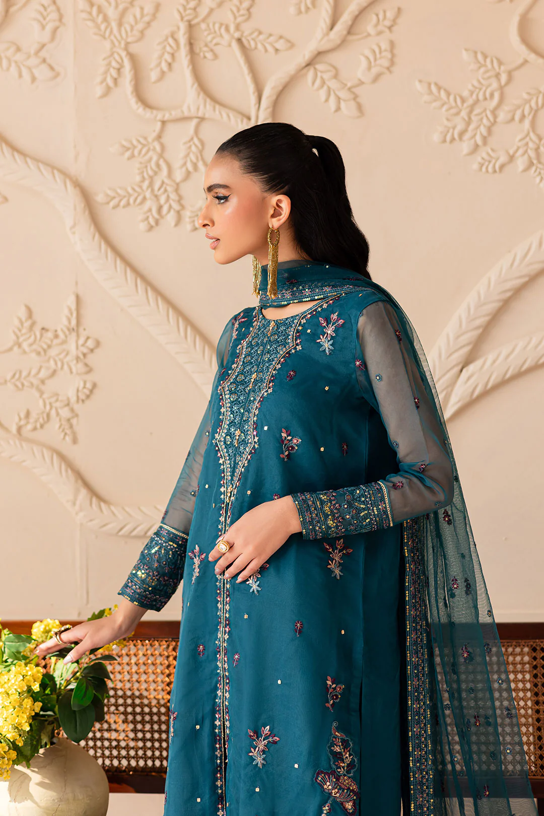 Sanaz 3PC - Embroidered Luxe Pret - Image 7