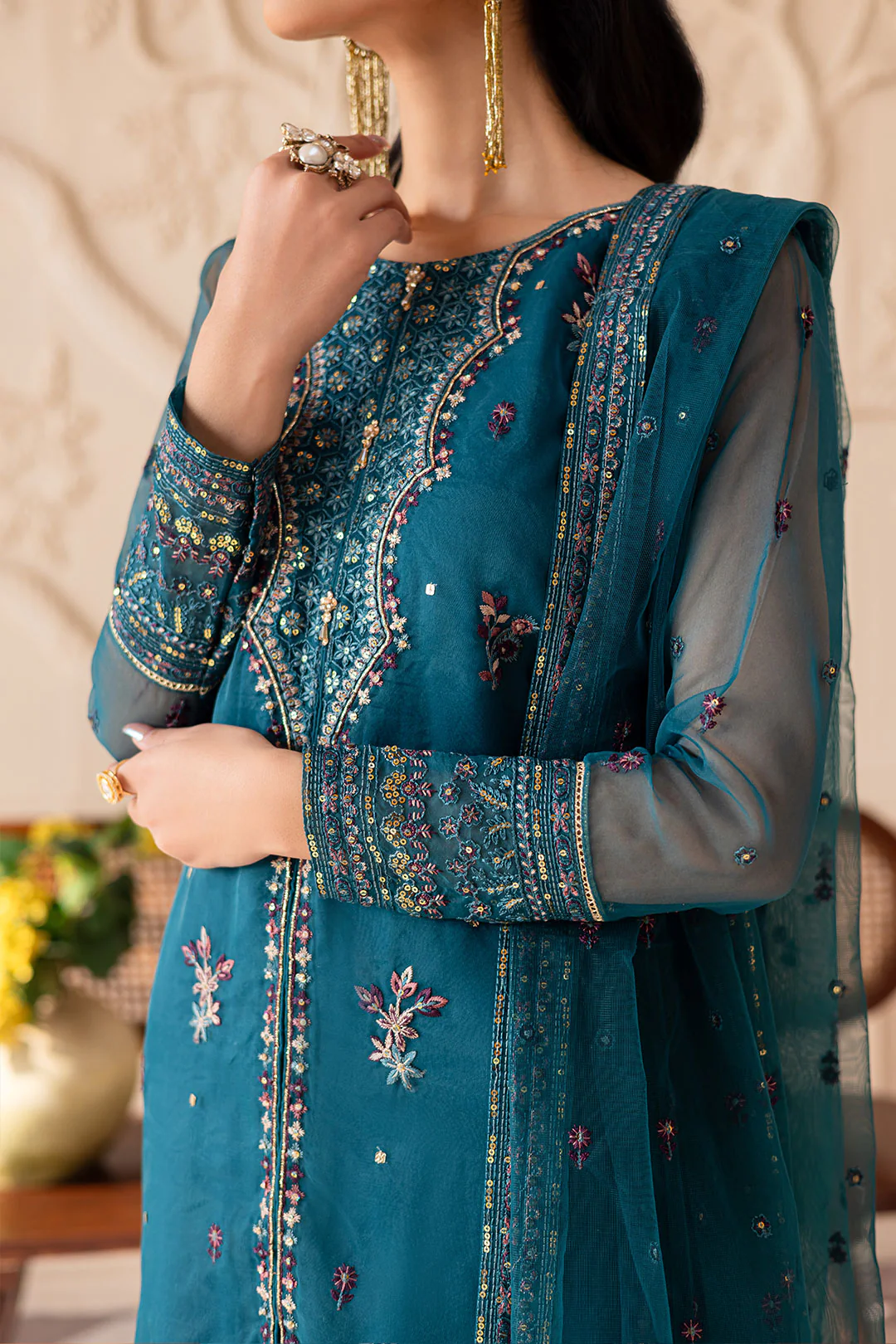 Sanaz 3PC - Embroidered Luxe Pret - Image 8