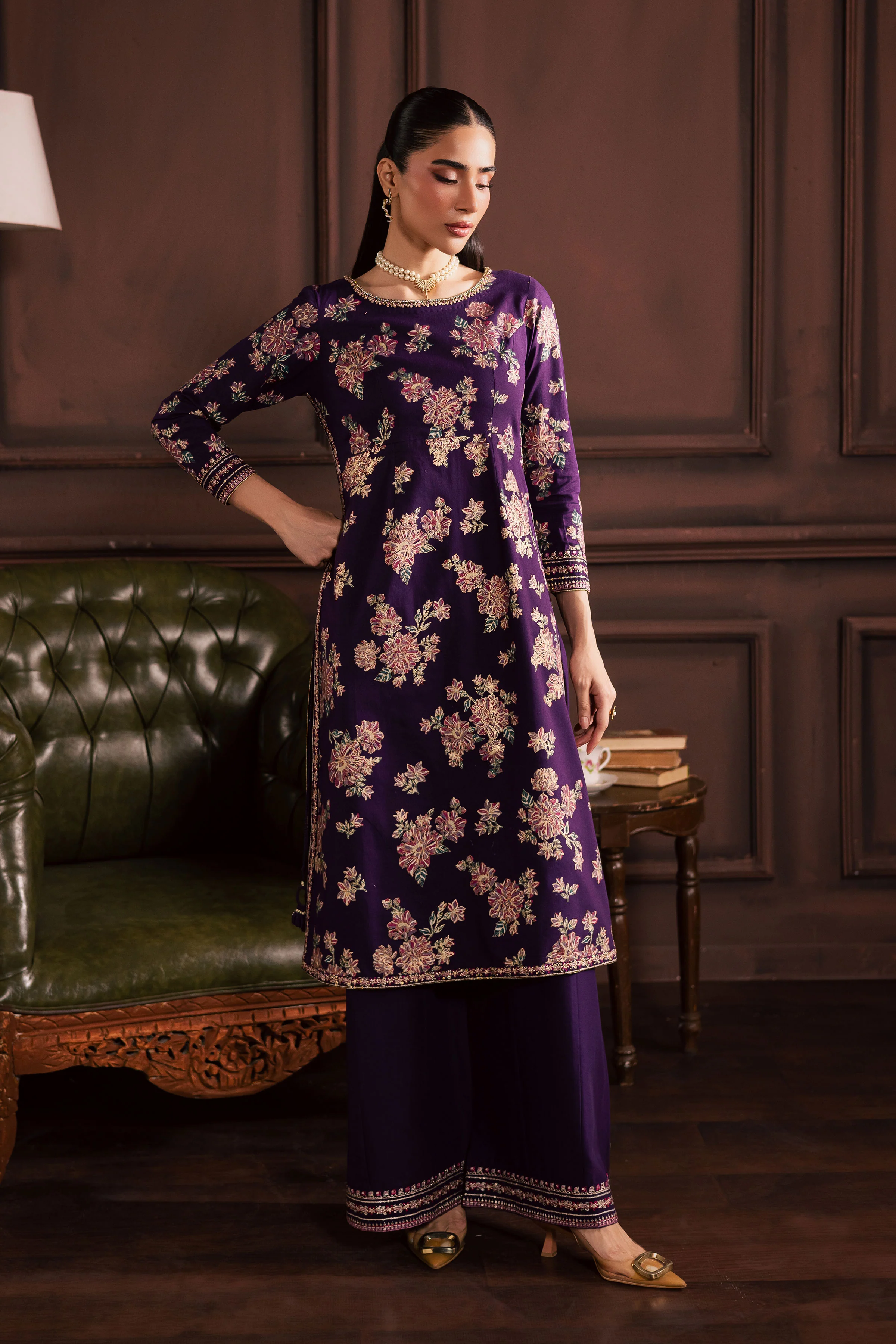 Sangria 2Pc - Embroidered Khaddar Dress - Image 4