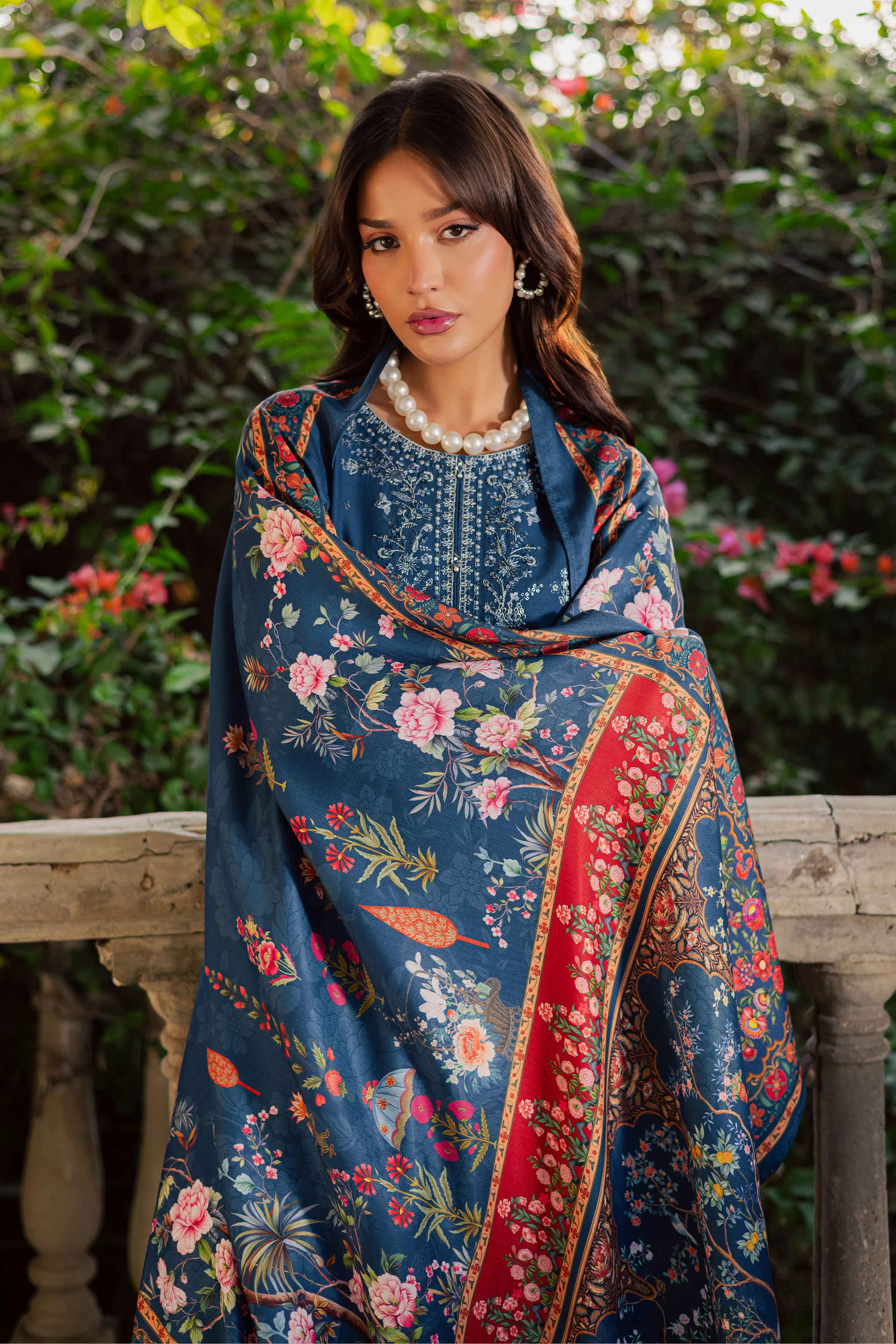 Sea Girl 3Pc - Embroidered Khaddar Dress - Image 3