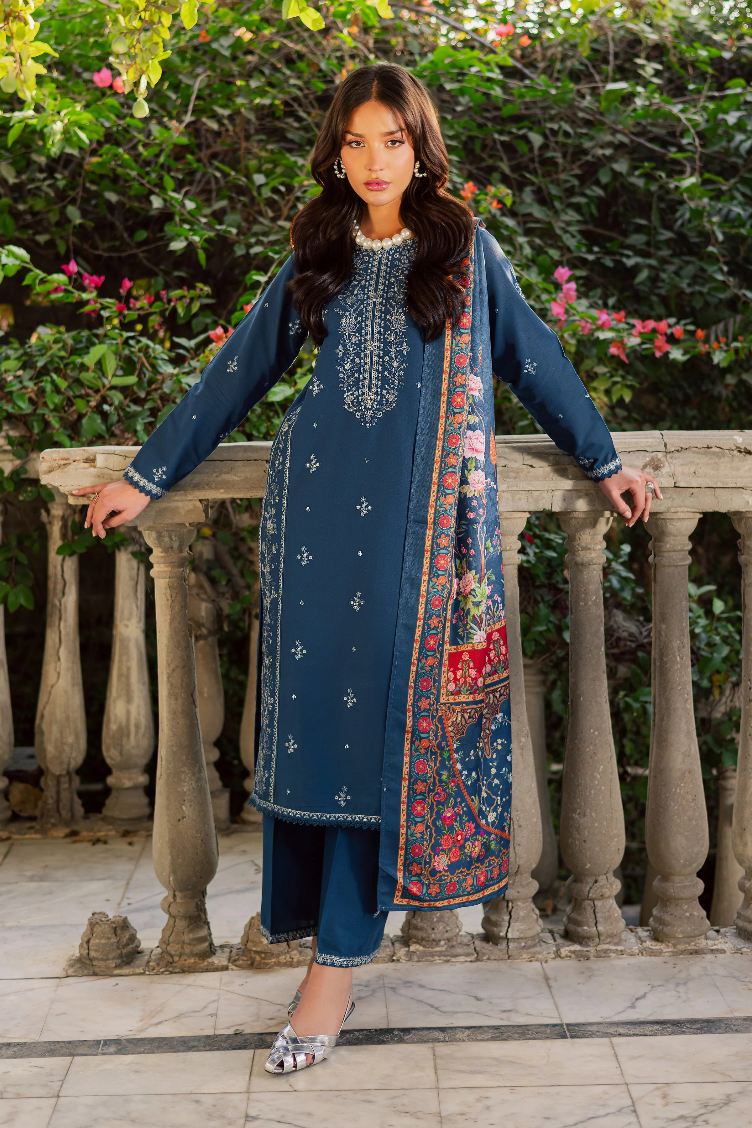 Sea Girl 3Pc - Embroidered Khaddar Dress - Image 4