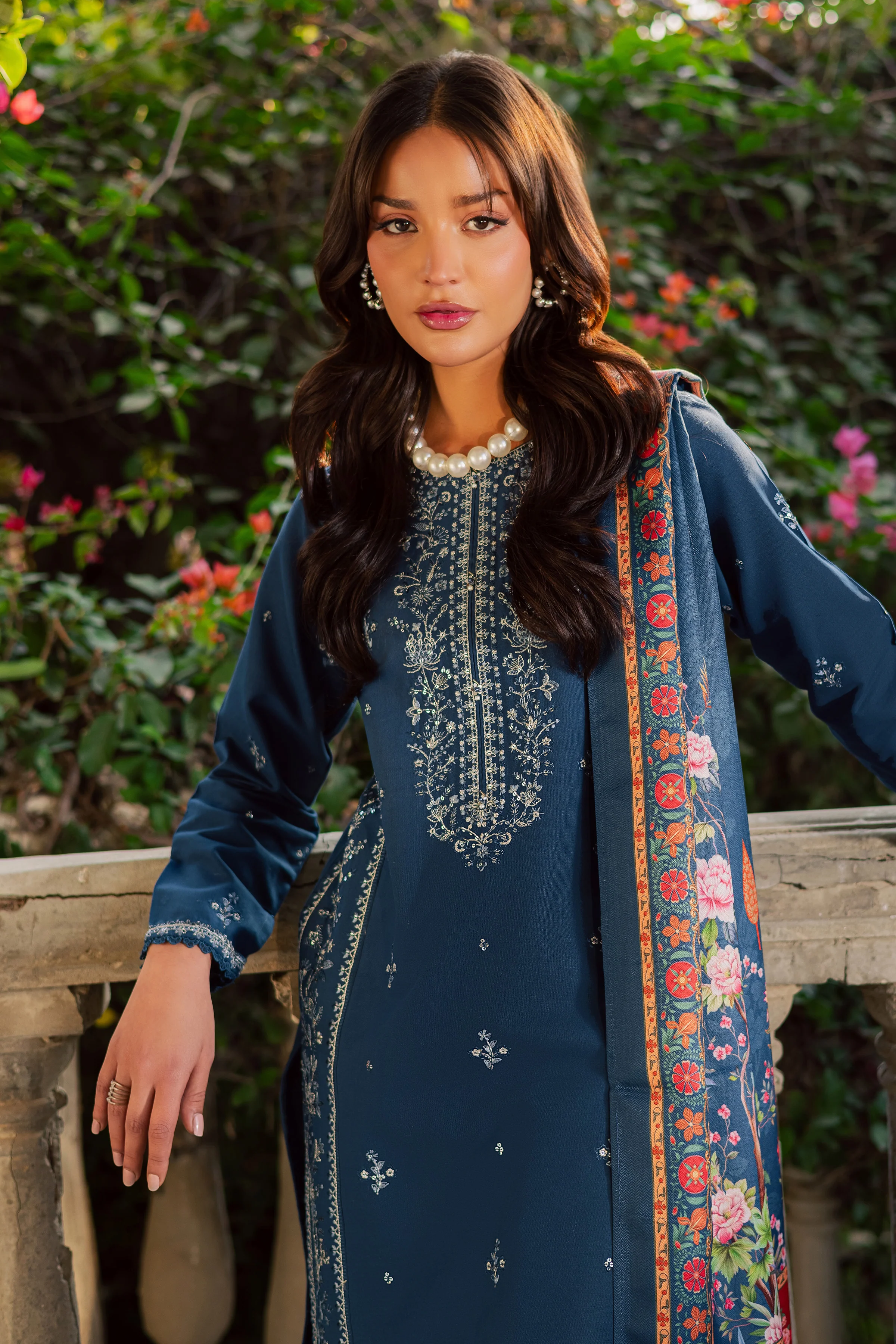 Sea Girl 3Pc - Embroidered Khaddar Dress - Image 5