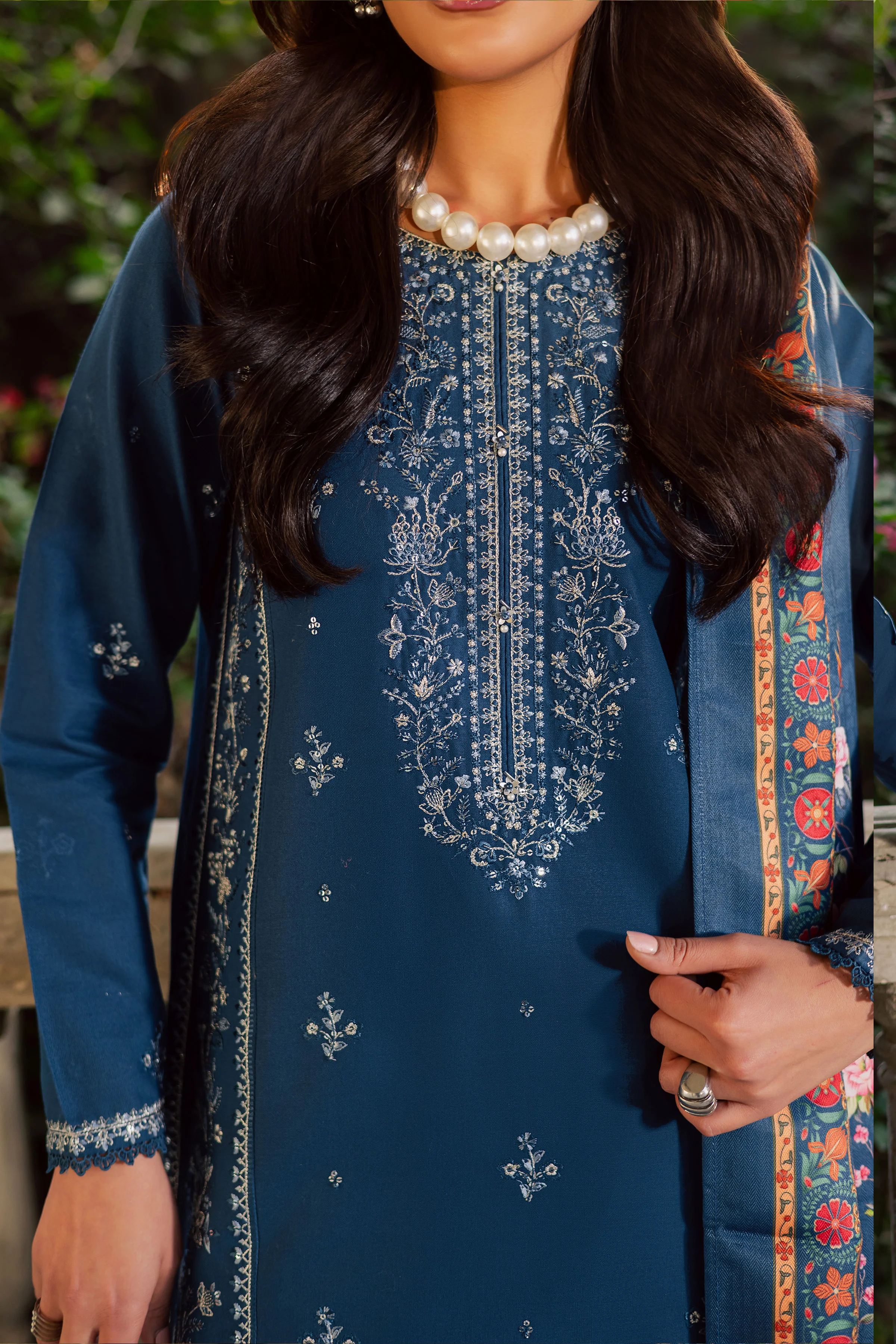 Sea Girl 3Pc - Embroidered Khaddar Dress - Image 6