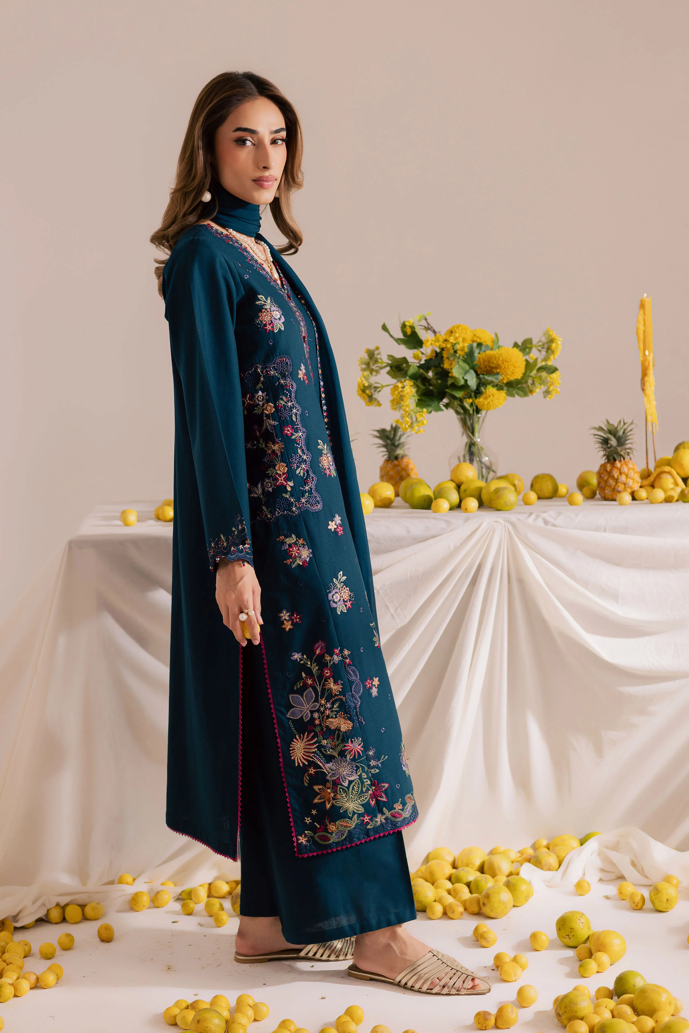 Sea Mist 3Pc - Embroidered Khaddar Dress - Image 2