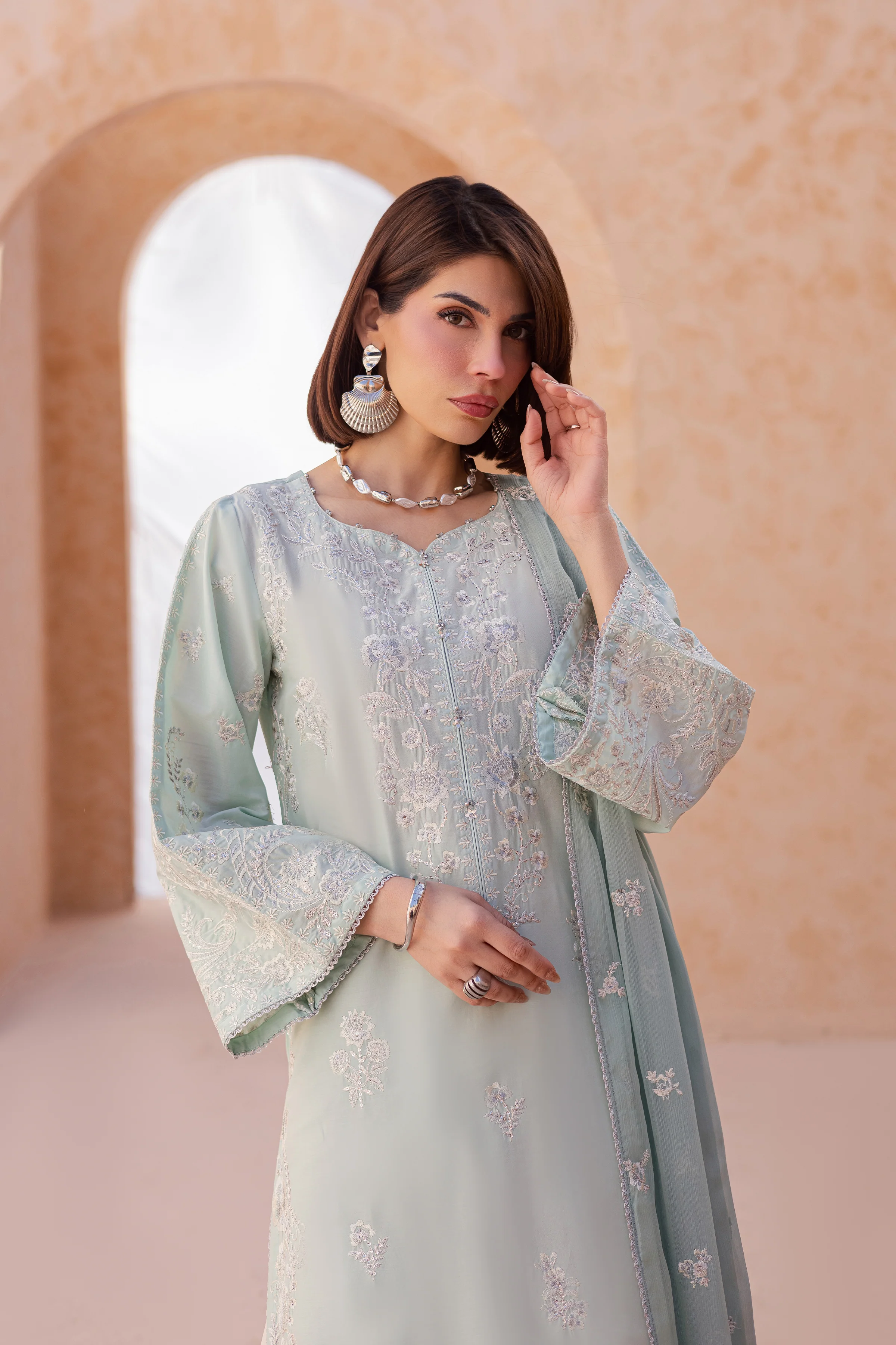 Sea Nahal 3Pc - Festive Embroidered Lawn - Image 4