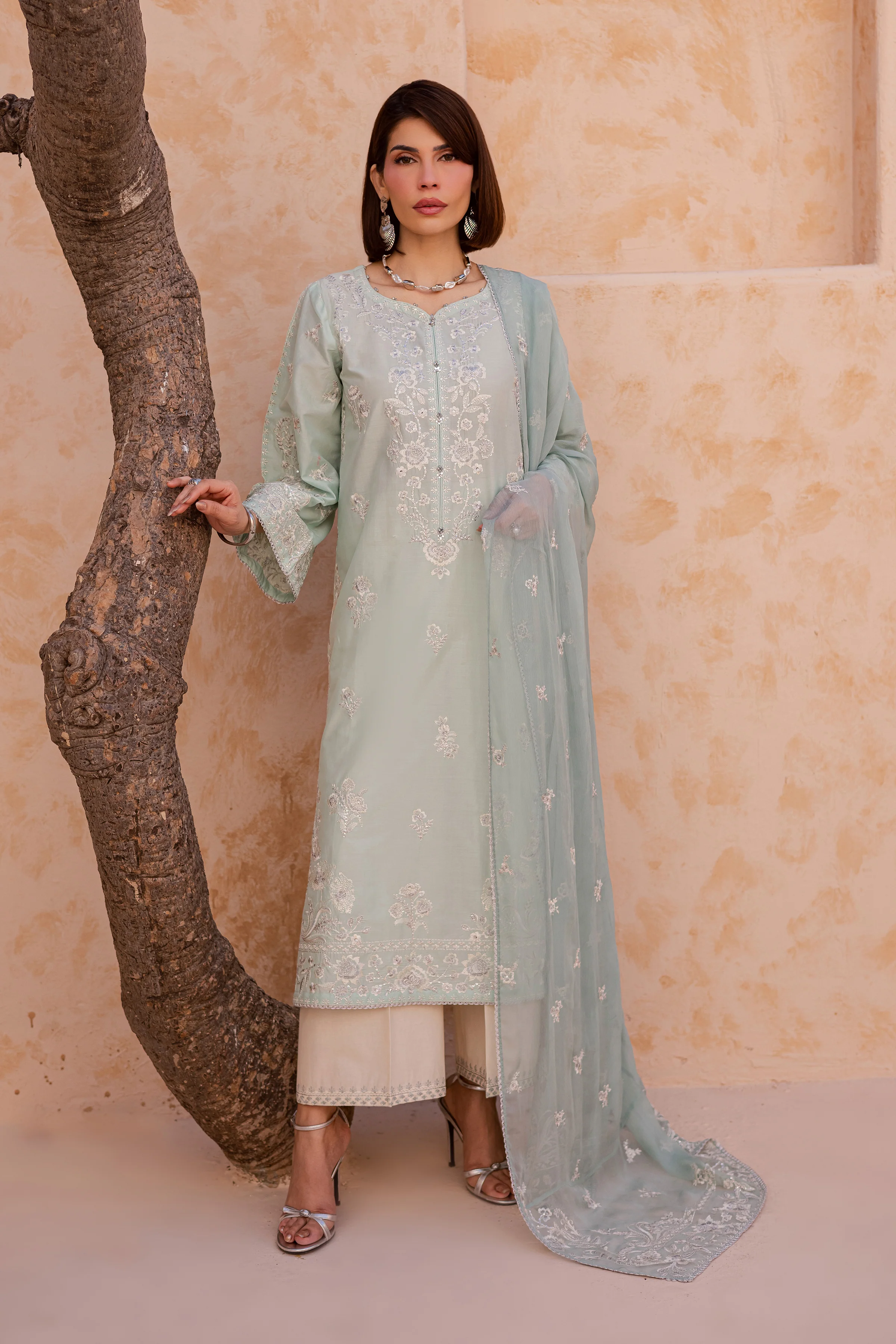 Sea Nahal 3Pc - Festive Embroidered Lawn - Image 7