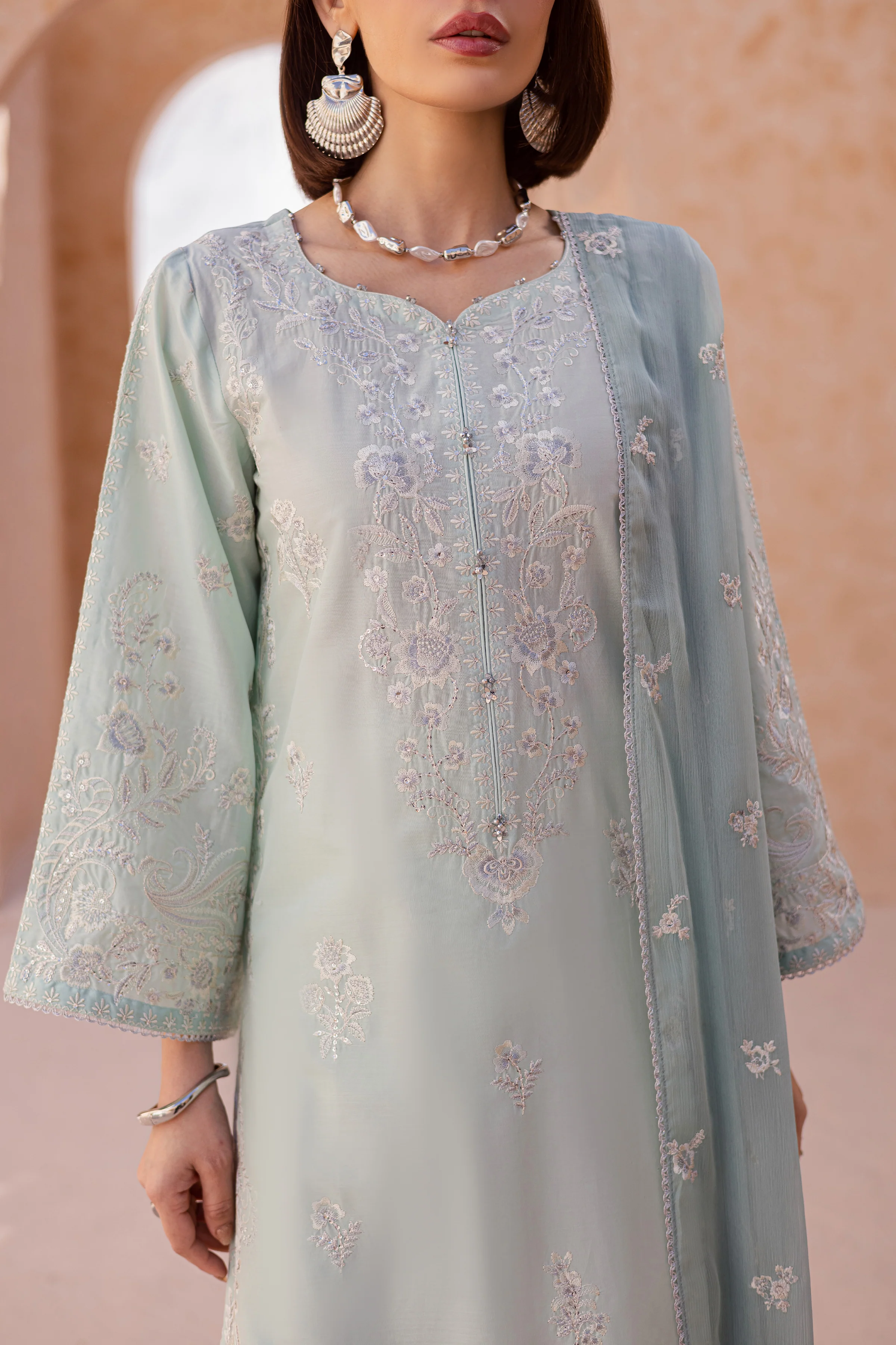 Sea Nahal 3Pc - Festive Embroidered Lawn - Image 8