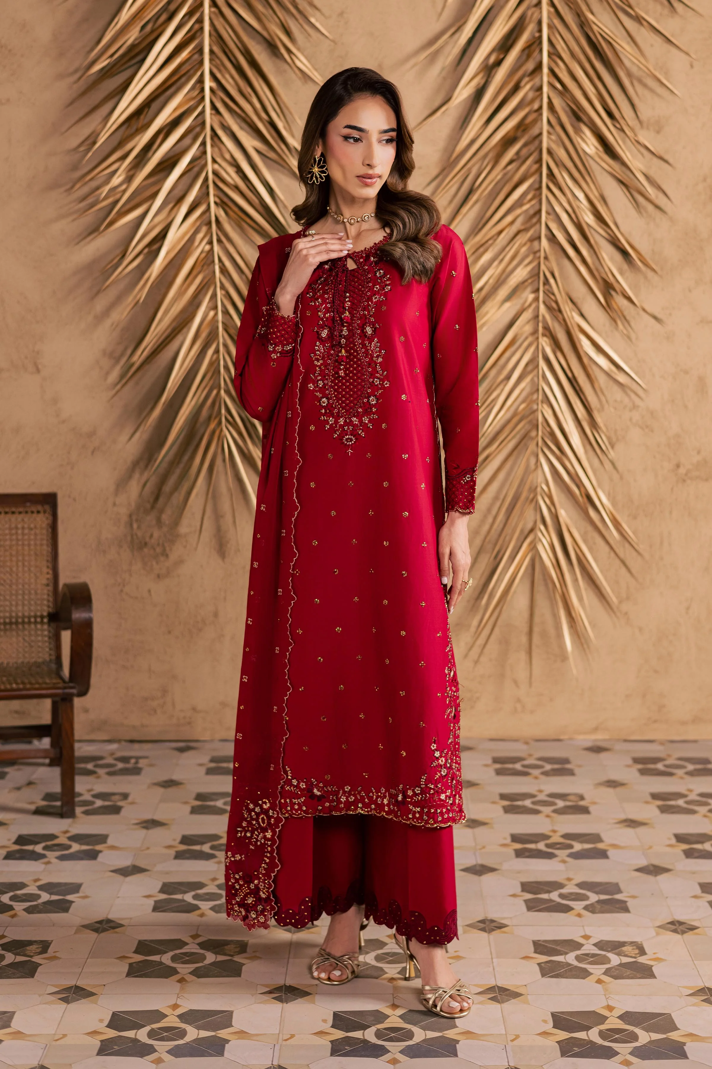 Shaili 3Pc - Embroidered Festive Pret - Image 9