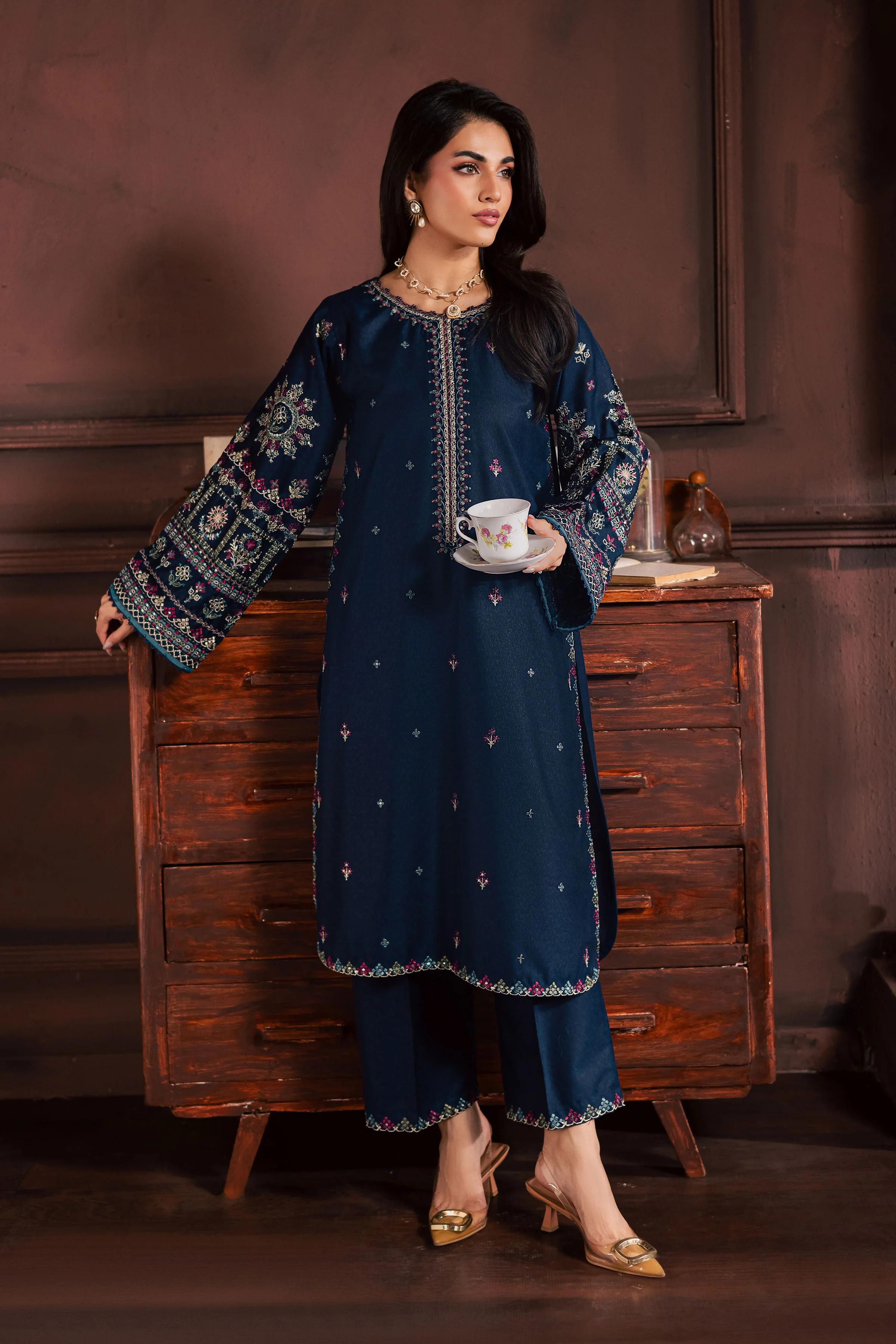Shajjar 2Pc - Embroidered Karandi Dress - Image 6