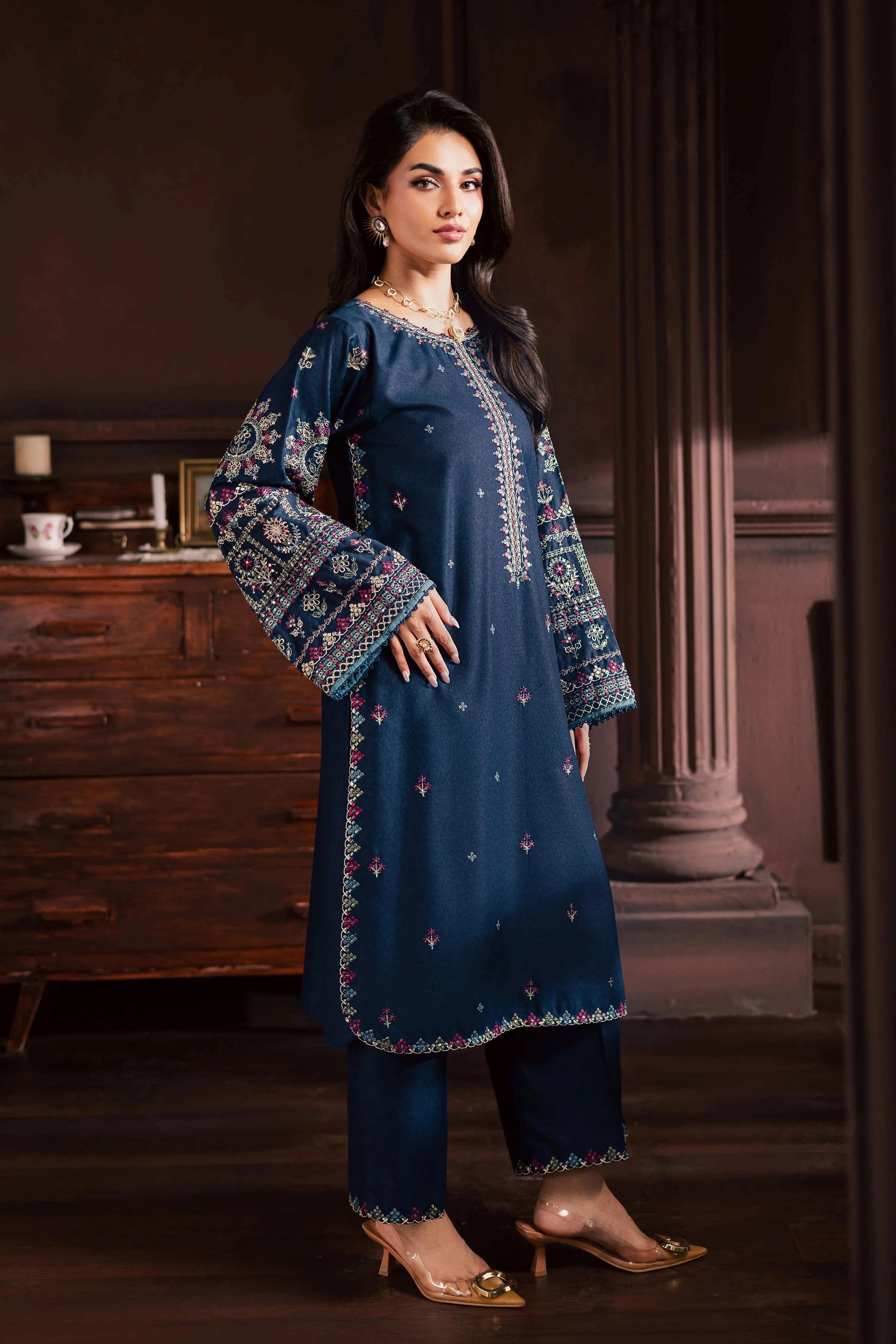 Shajjar 2Pc - Embroidered Karandi Dress - Image 7