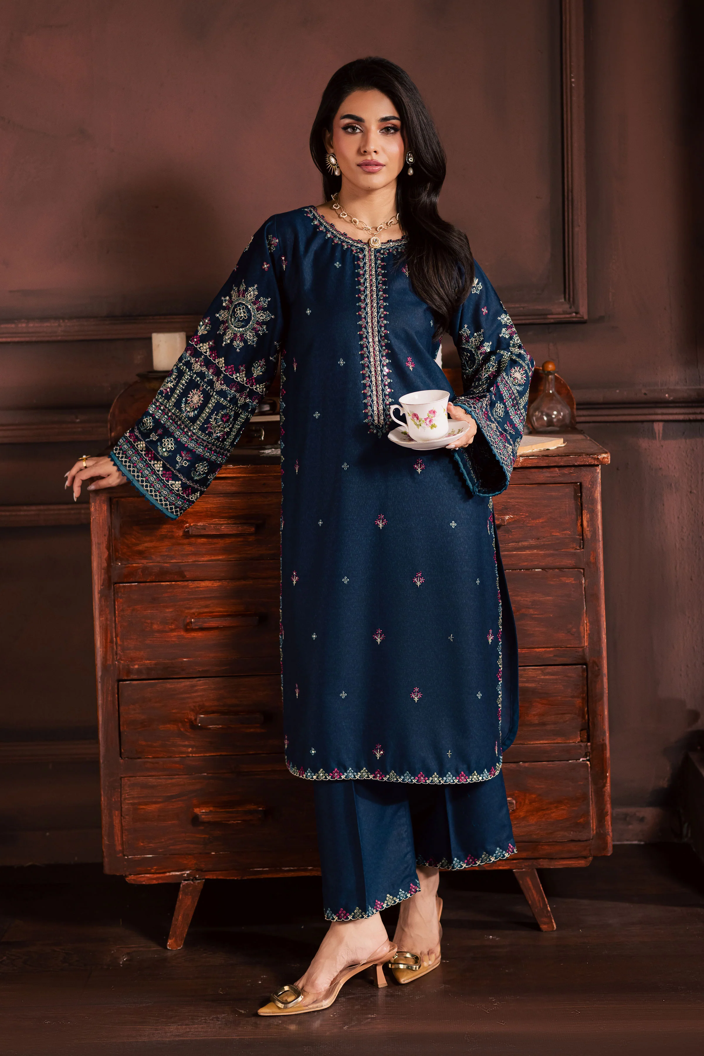 Shajjar 2Pc - Embroidered Karandi Dress - Image 8