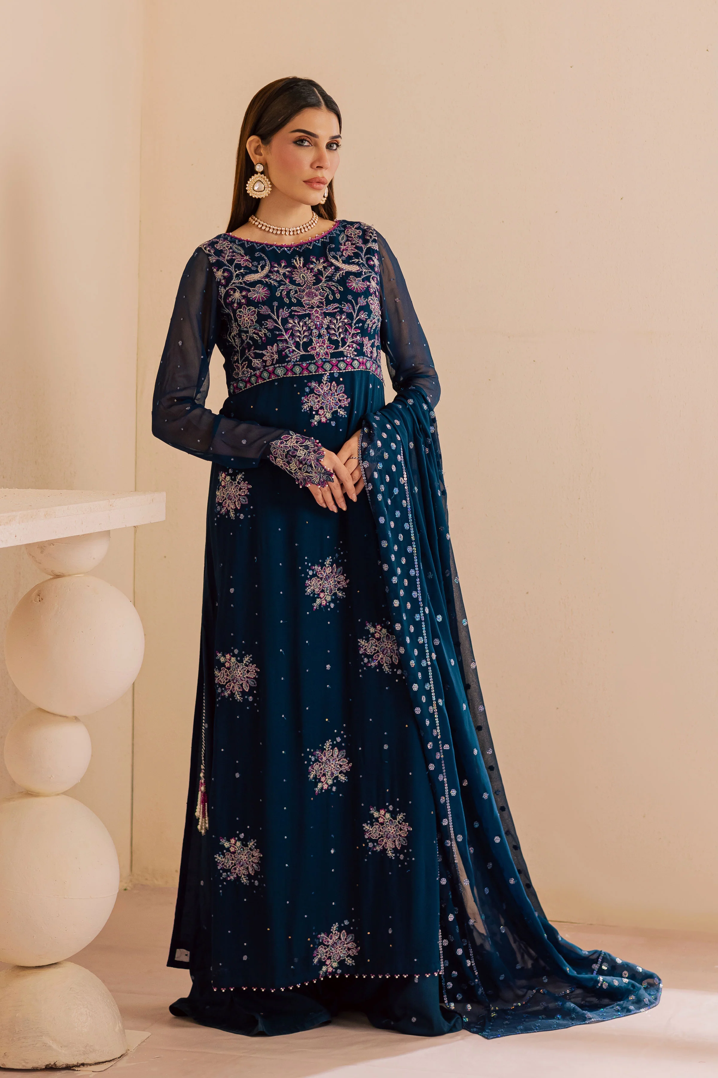Sham e Falak 3Pc - Embroidered Luxe Pret - Image 3