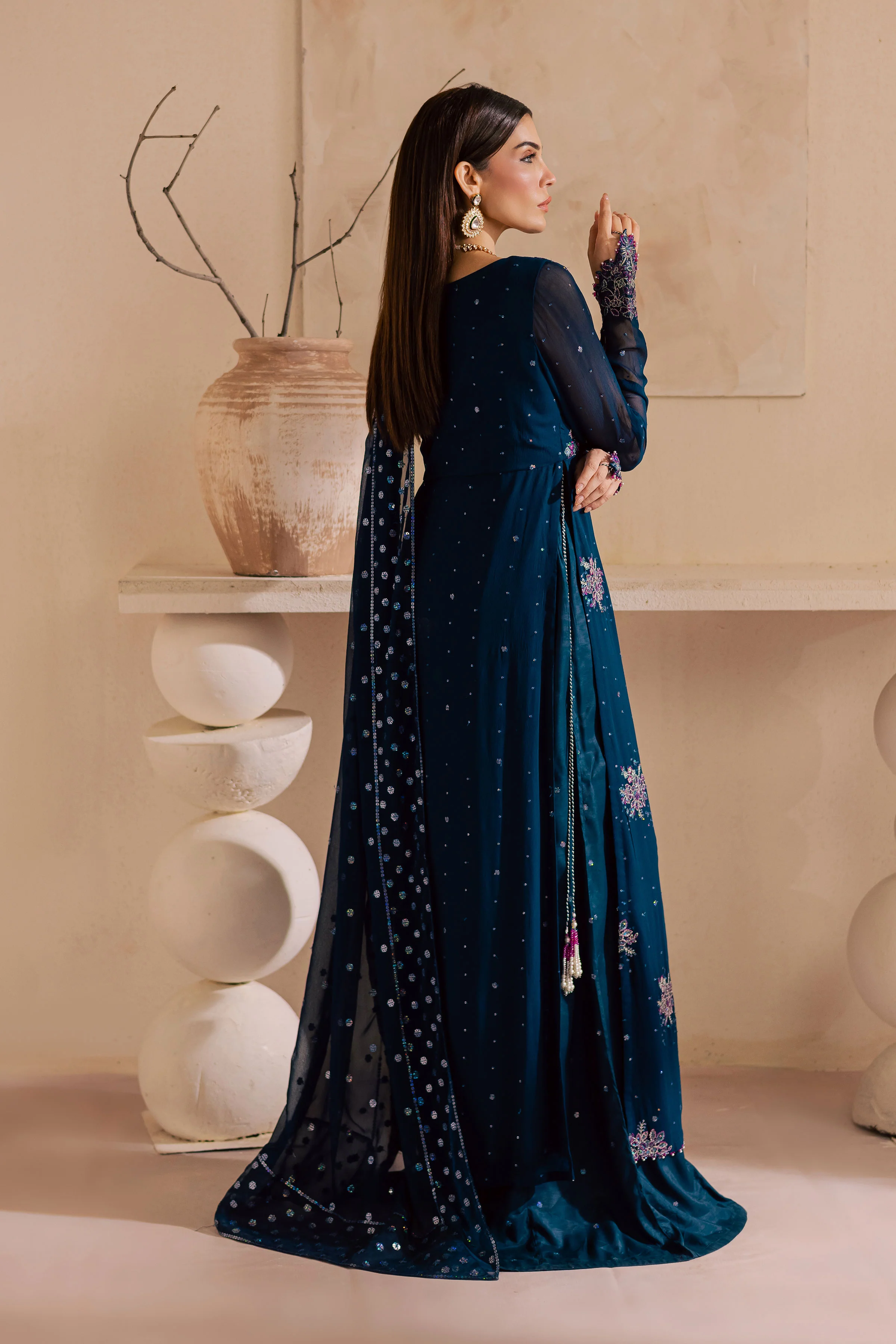 Sham e Falak 3Pc - Embroidered Luxe Pret - Image 4