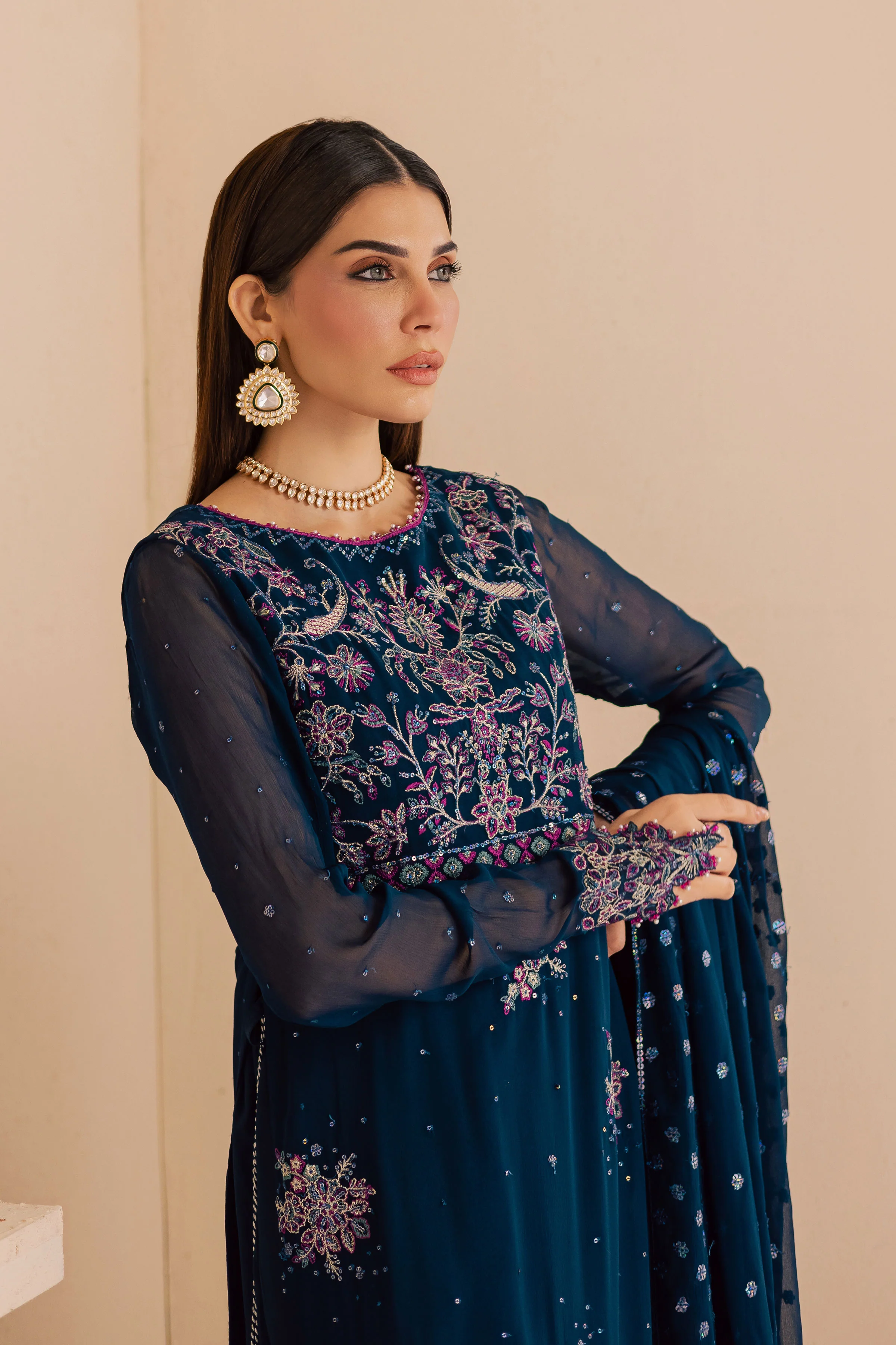 Sham e Falak 3Pc - Embroidered Luxe Pret - Image 5