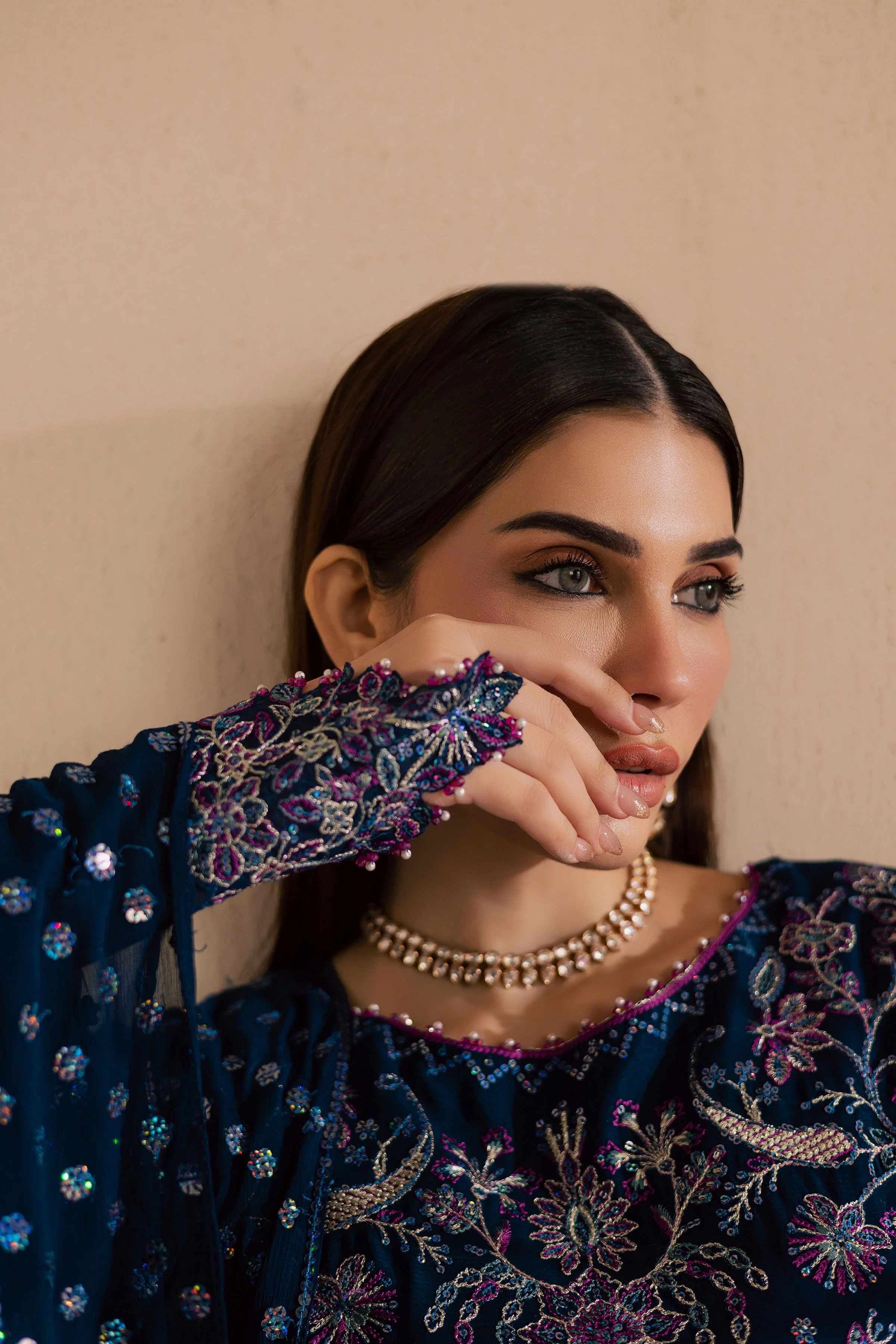 Sham e Falak 3Pc - Embroidered Luxe Pret - Image 7
