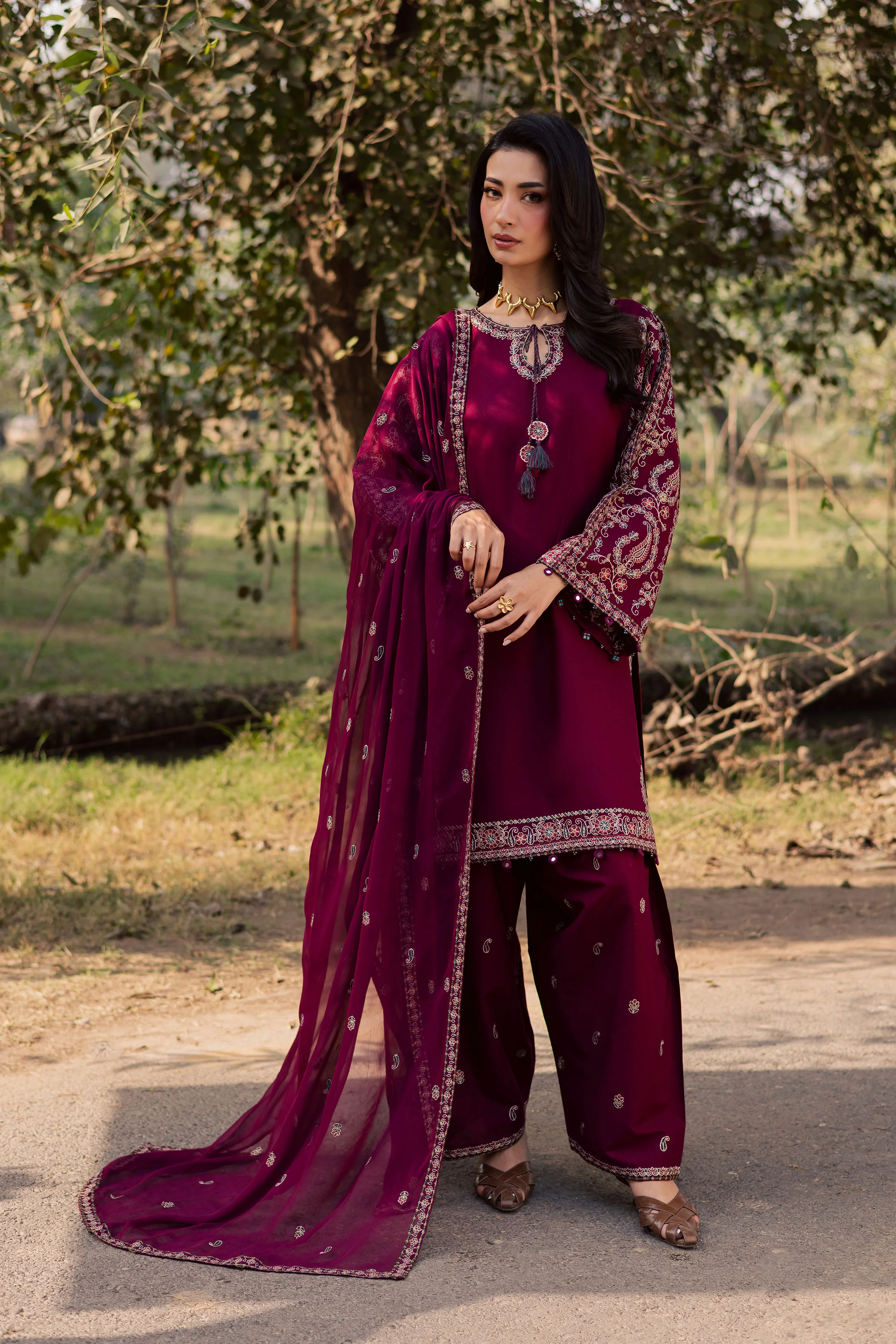 Sheharbano 3Pc - Embroidered Khaddar Dress - Image 4