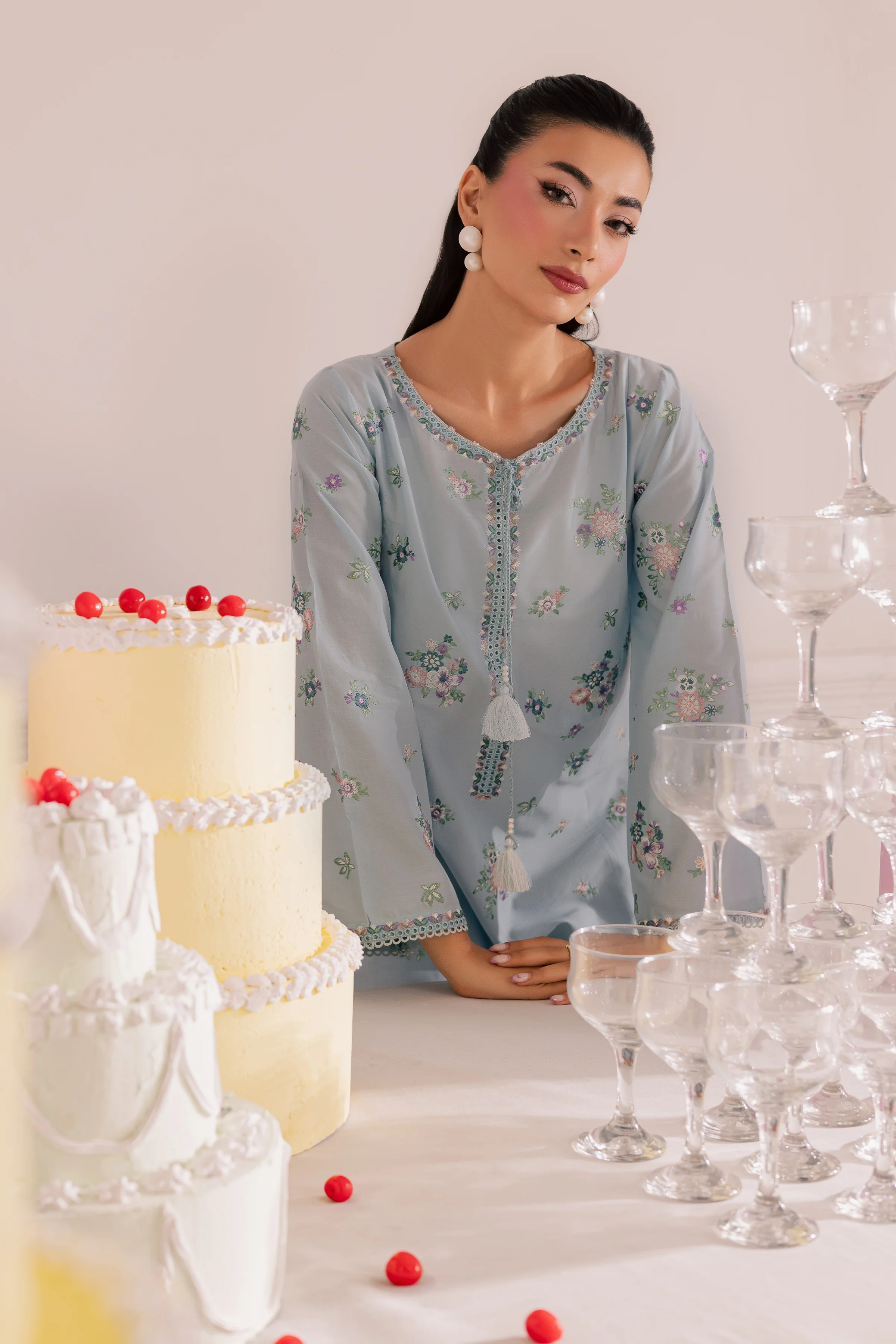 Sky Blush 2Pc - Embroidered Casual Pret - Image 5