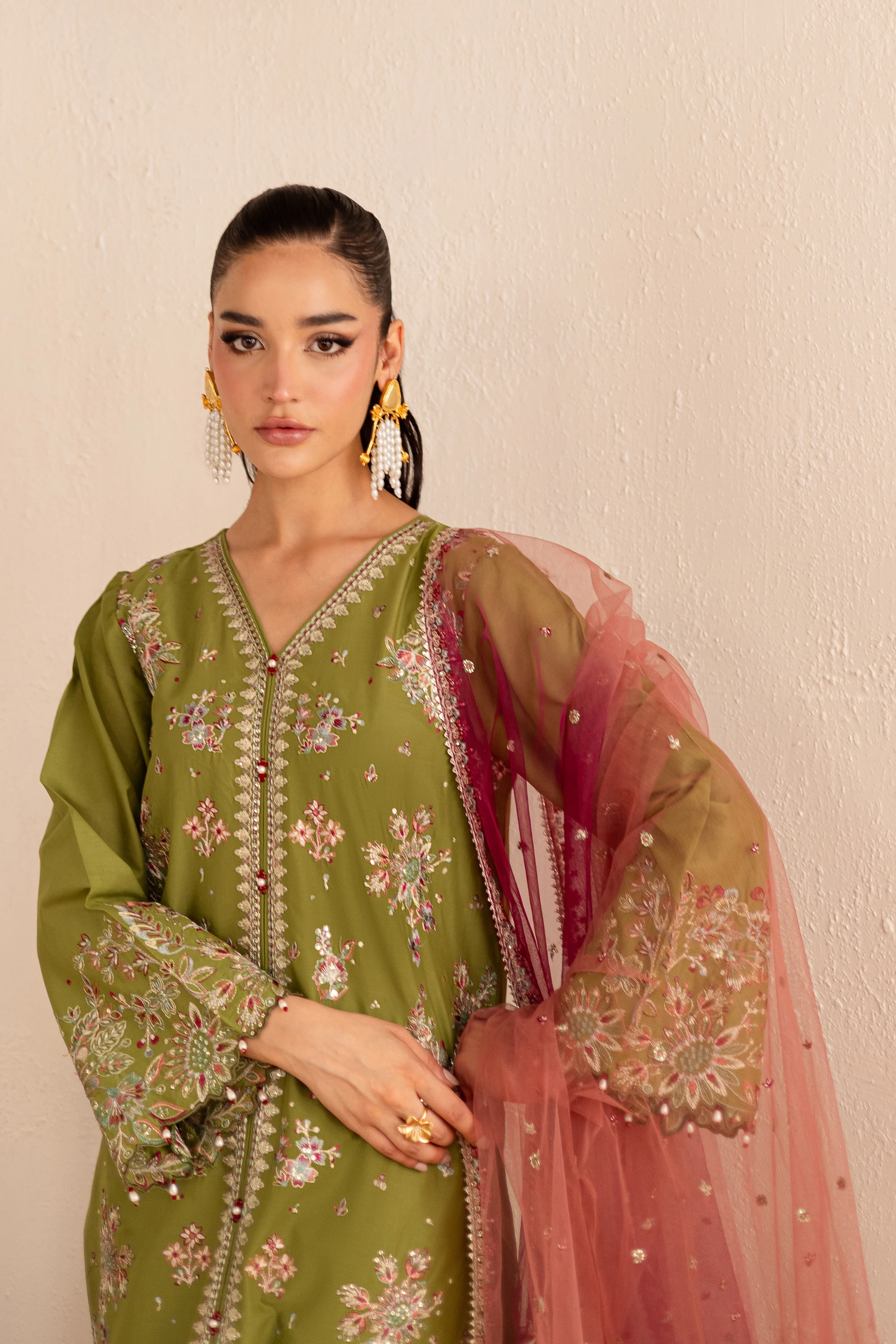 Slush 3Pc - Embroidered Solid Dress - Image 2