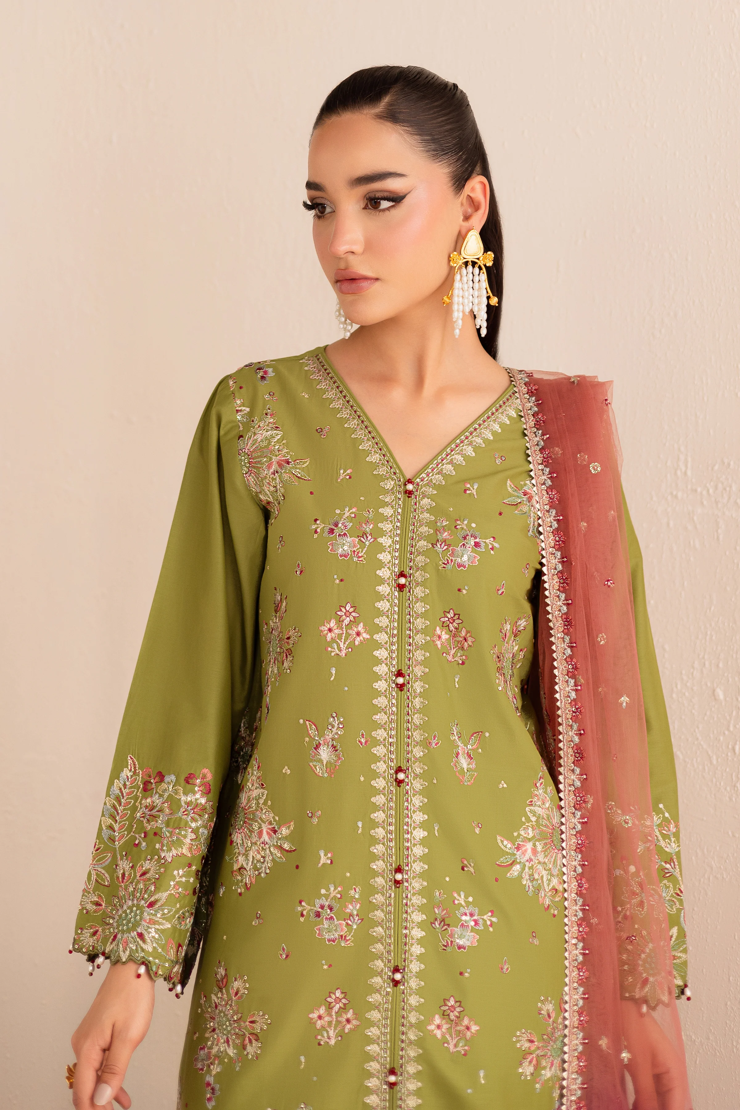 Slush 3Pc - Embroidered Solid Dress - Image 3