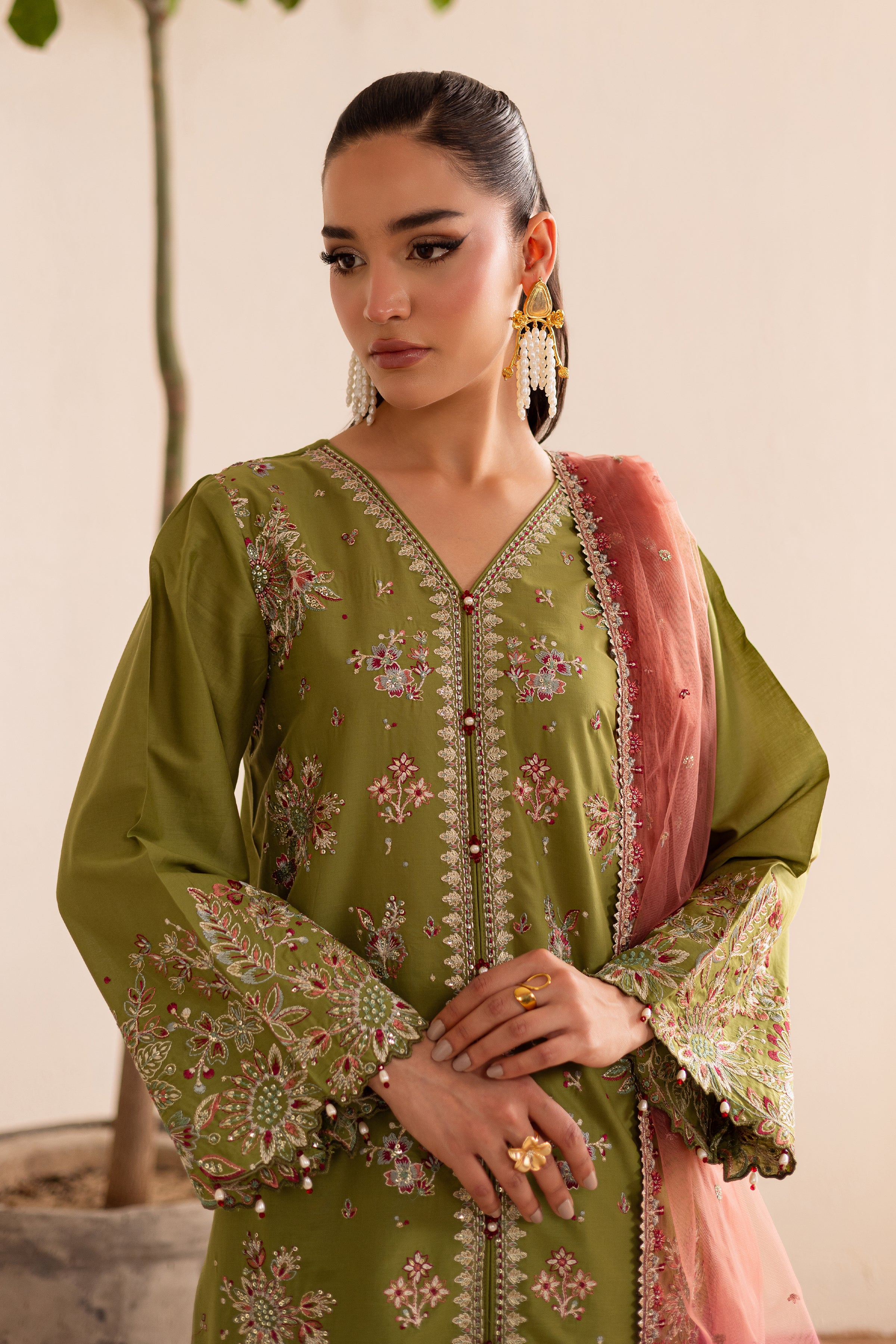 Slush 3Pc - Embroidered Solid Dress - Image 5