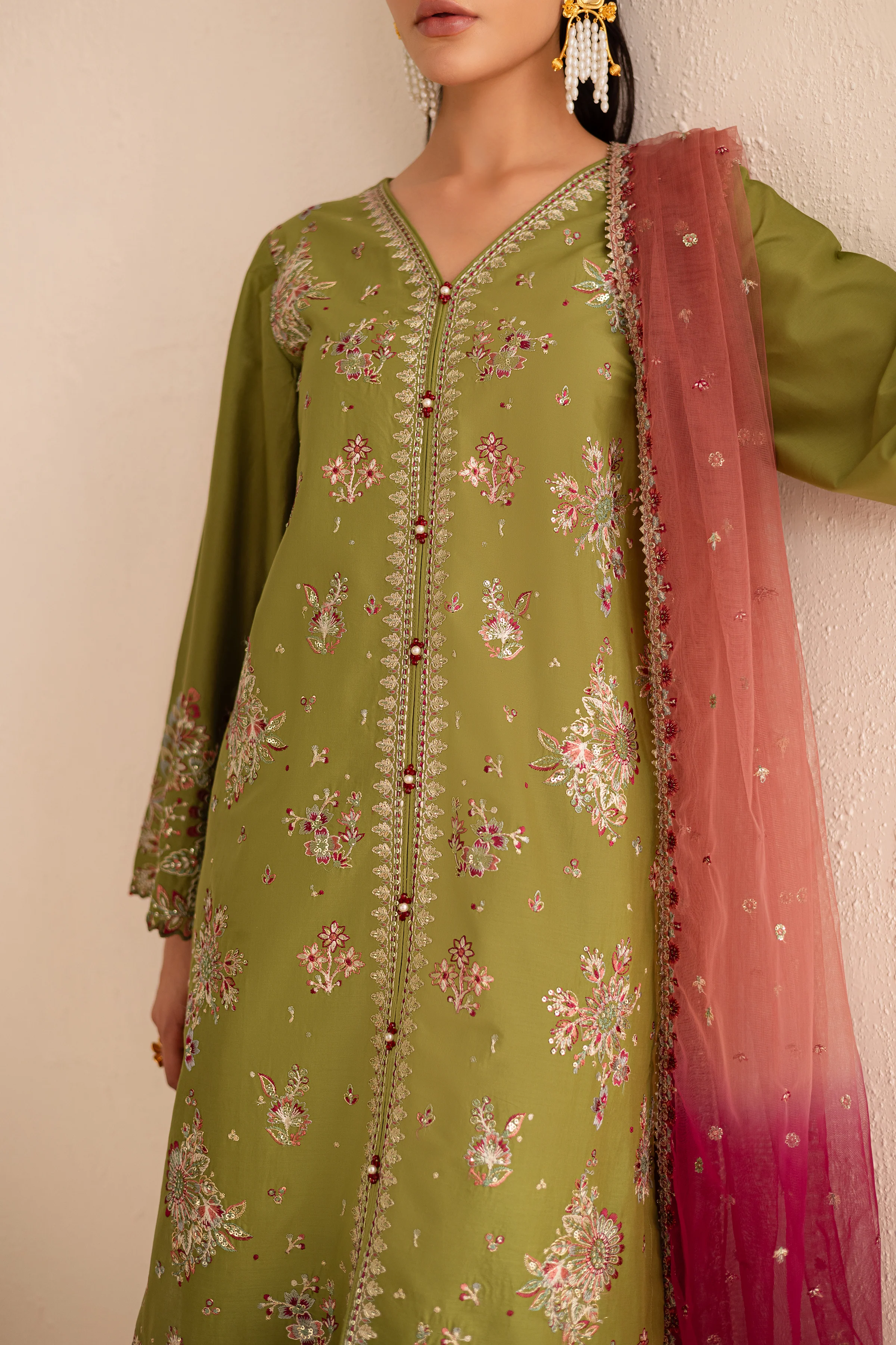 Slush 3Pc - Embroidered Solid Dress - Image 6