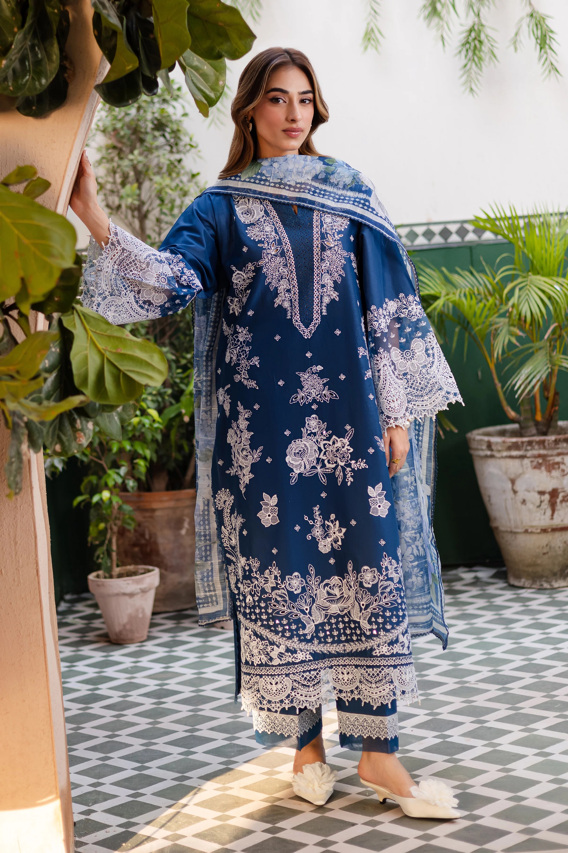 Smokey Blue 3Pc - Festive Eid Pret - Image 4