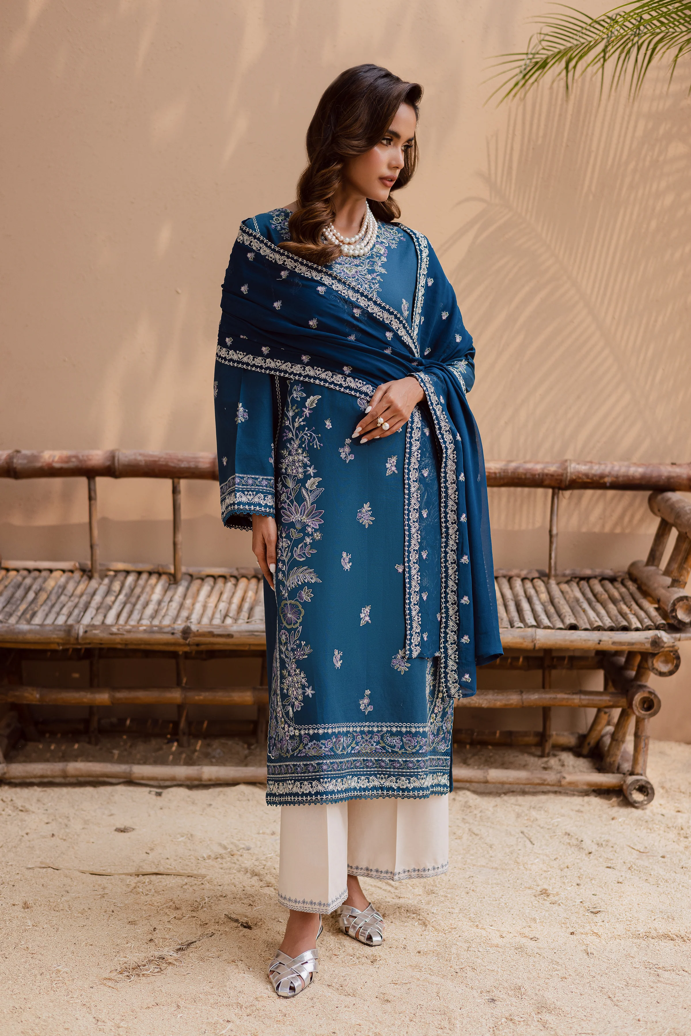 Snow flake 3Pc - Embroidered Khaddar Dress - Image 5