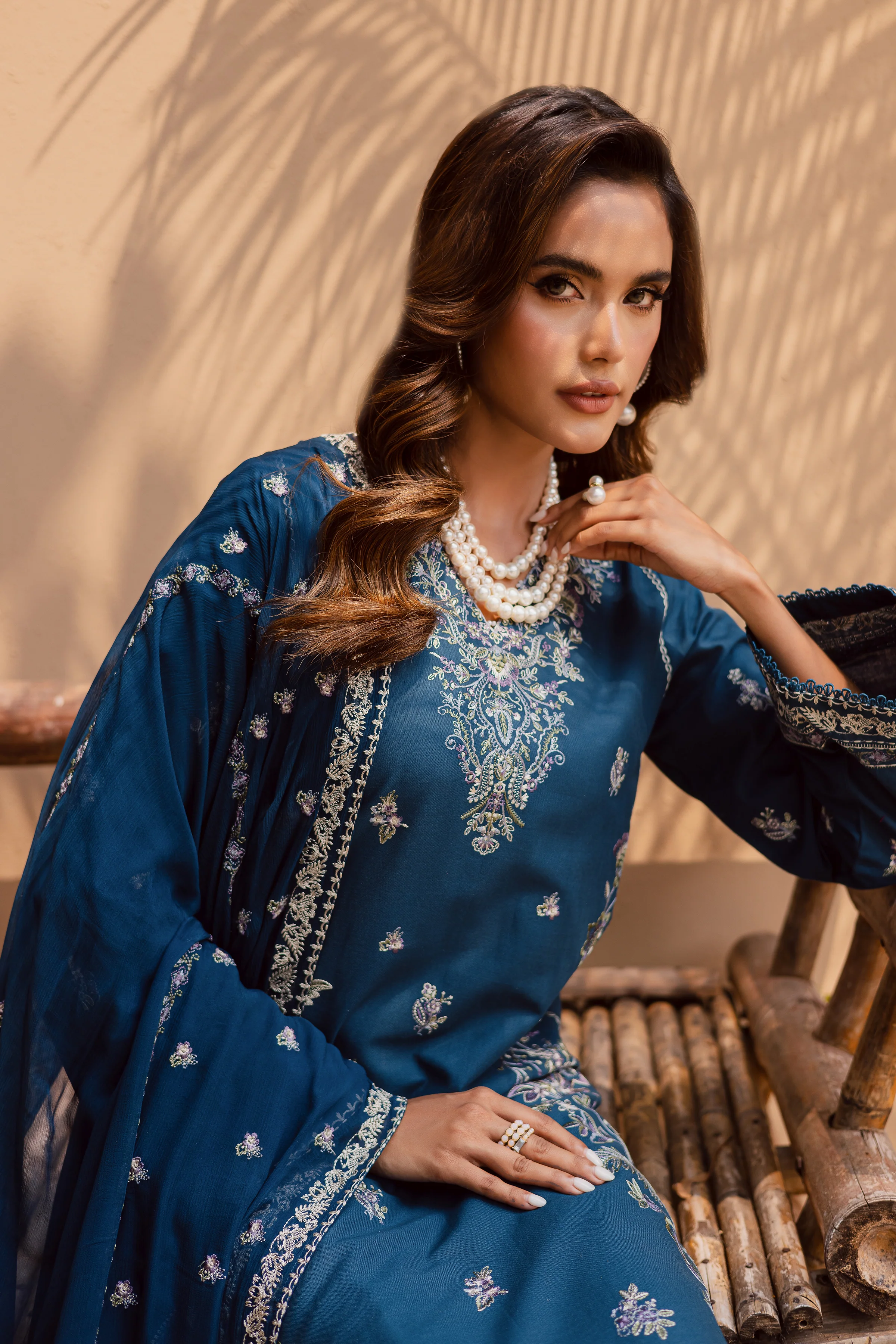 Snow flake 3Pc - Embroidered Khaddar Dress - Image 6