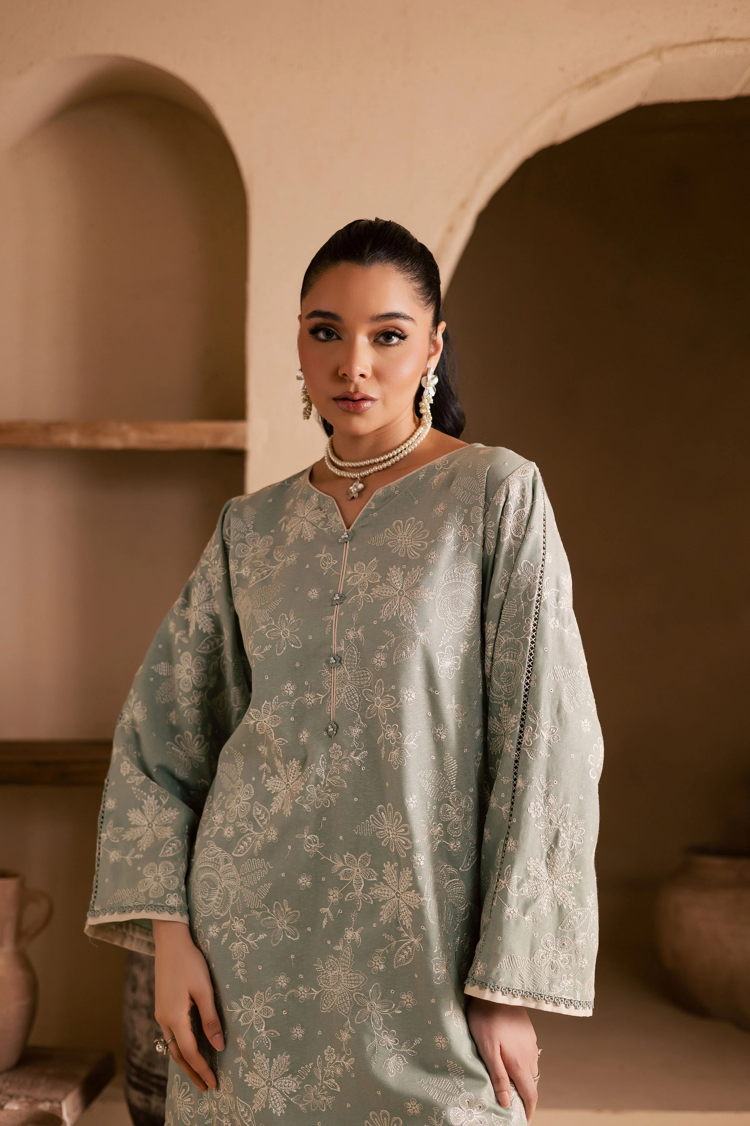 Snow Puff 2Pc - Embroidered Khaddar Dress - Image 2